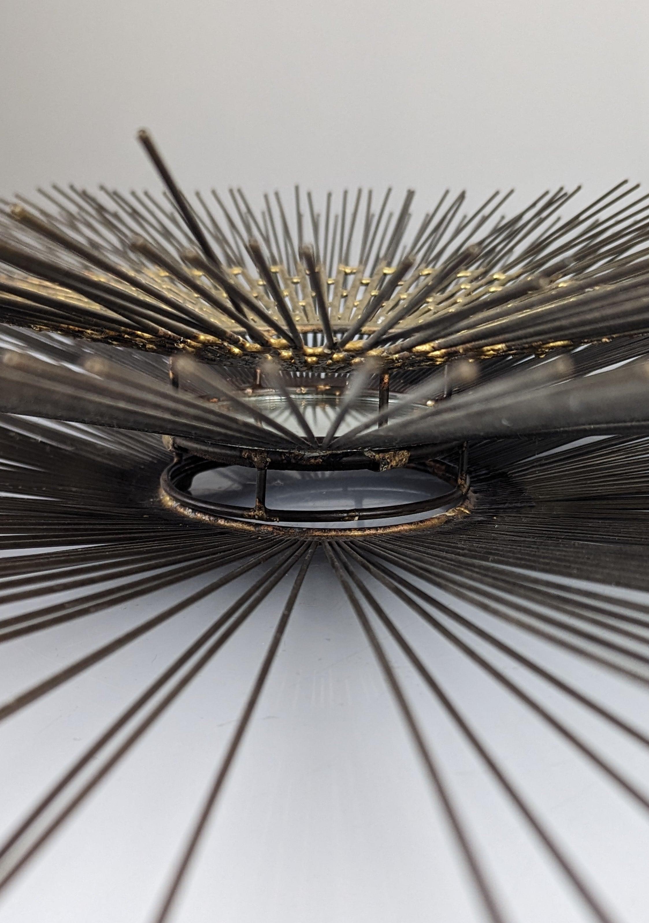 Brutalist Sunburst Wall Sculpture Mirror by William Friedle, 1970s 7