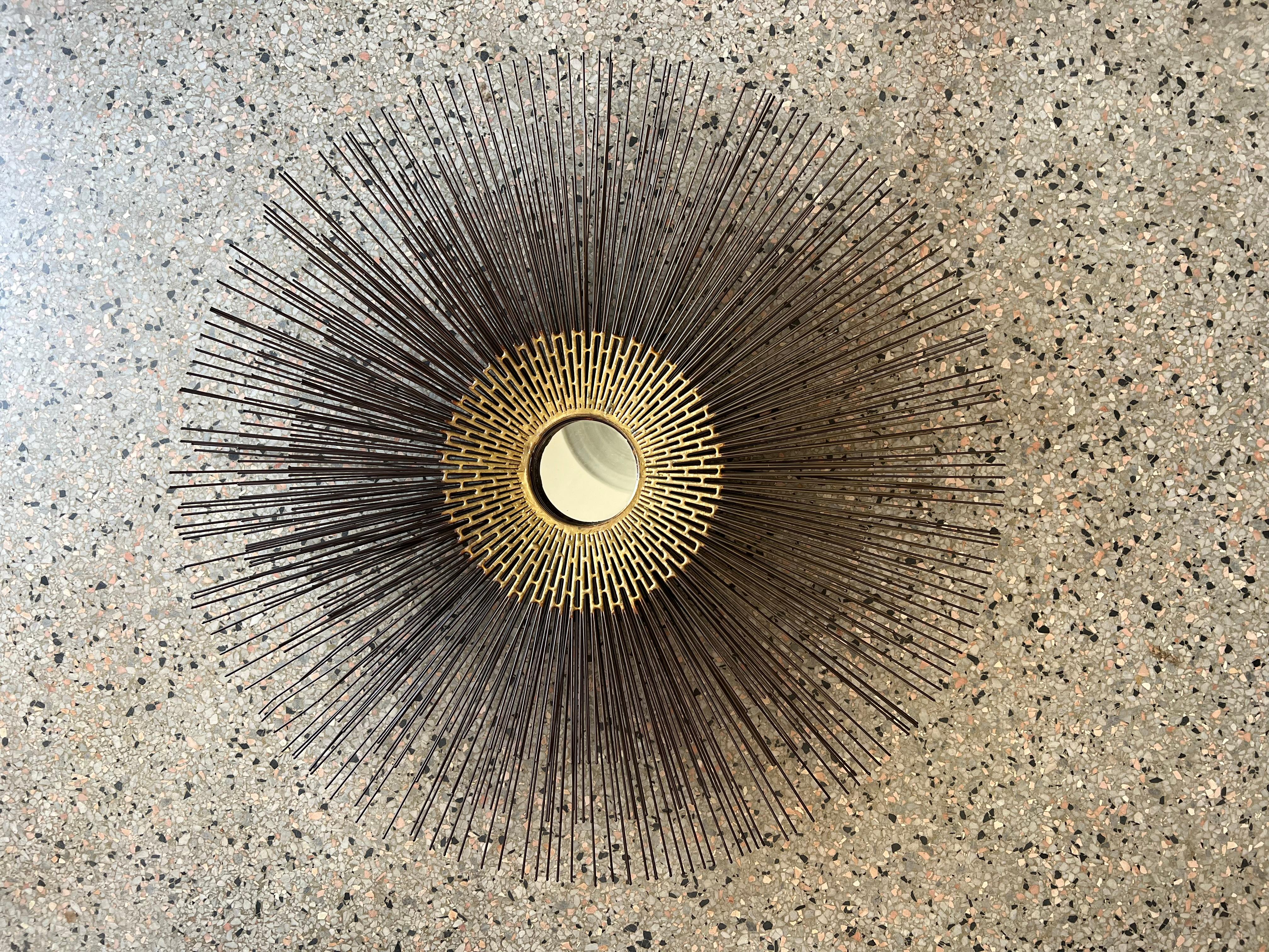 Brutalisme Miroir mural brutaliste Sunburst de William Friedle, 1970 en vente
