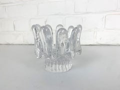 Brutalist Sunflower Glass Candlestick by Göran Wärff, Kosta Boda, Sweden 1970s