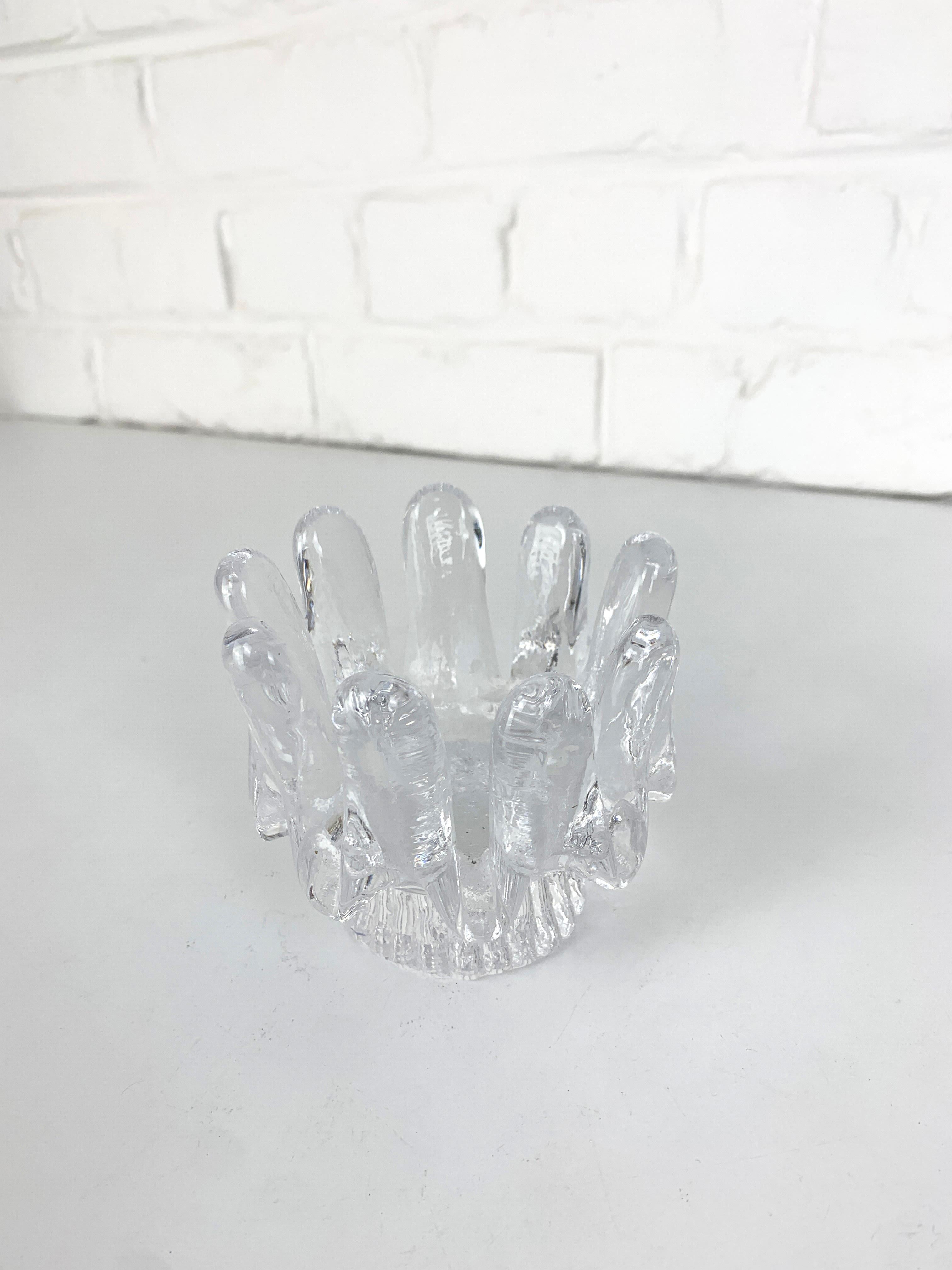 Brutalist Sunflower Glass Candlestick by Göran Wärff, Kosta Boda, Sweden 1970s In Good Condition For Sale In Vorst, BE