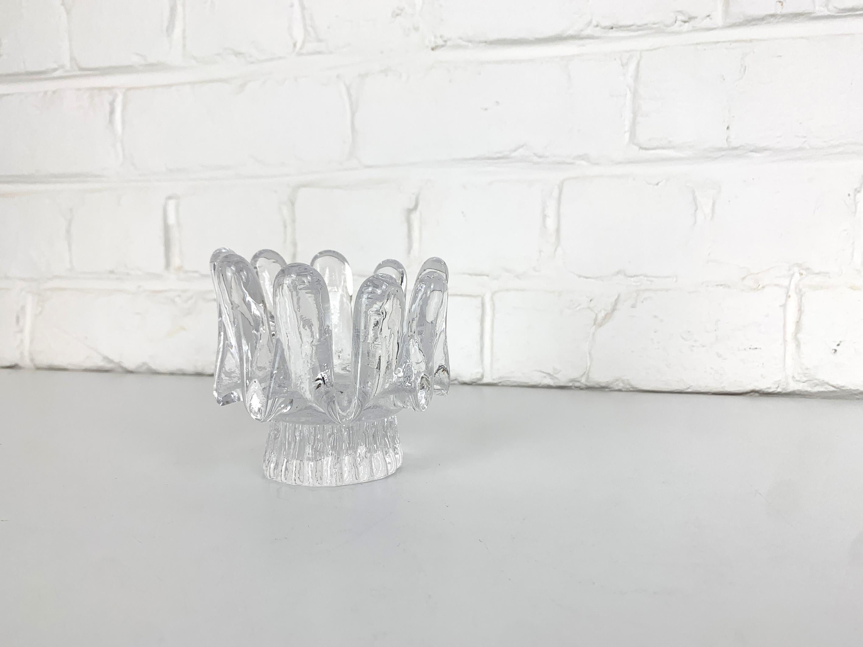20th Century Brutalist Sunflower Glass Candlestick by Göran Wärff, Kosta Boda, Sweden 1970s For Sale
