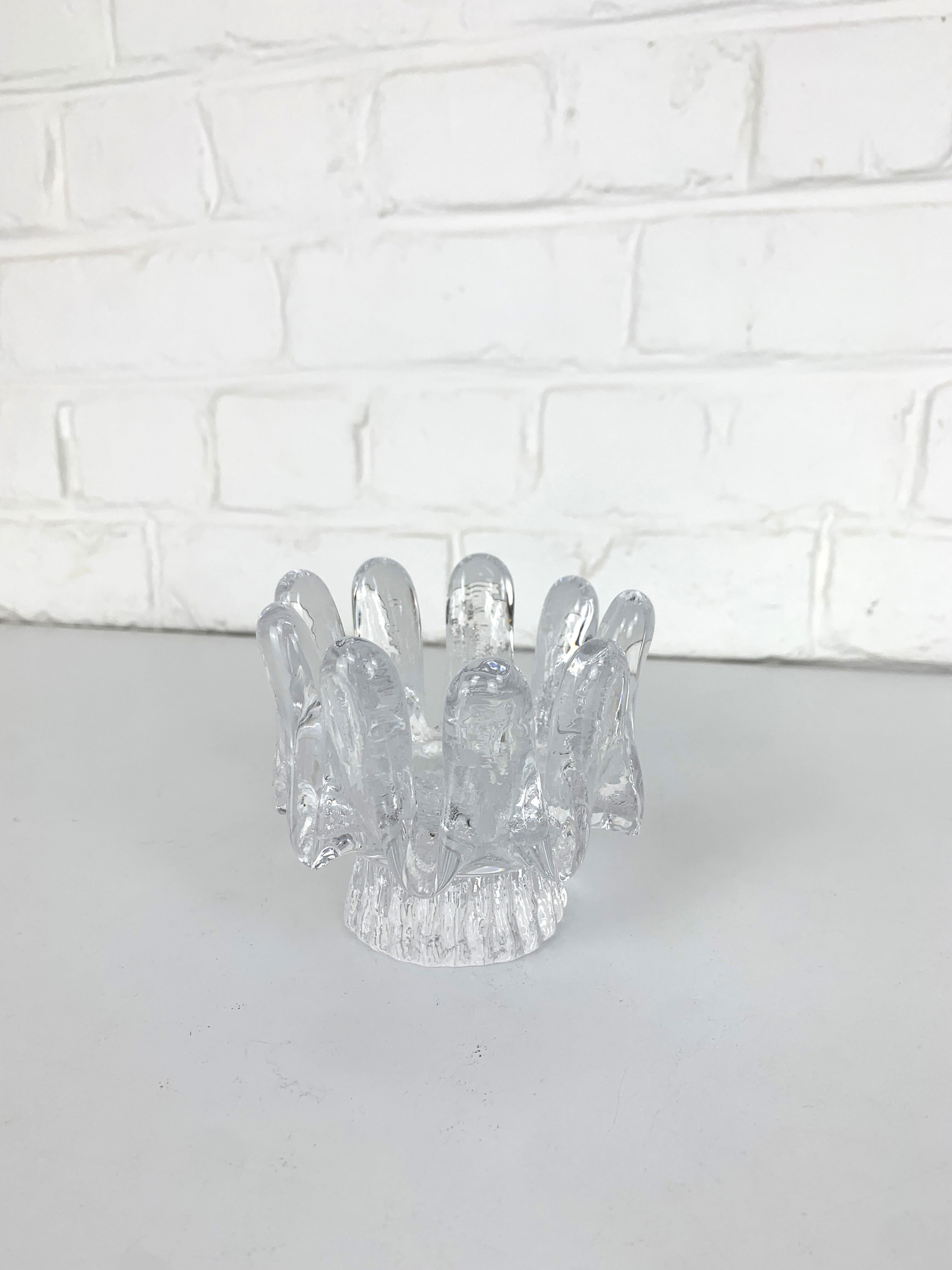 Brutalist Sunflower Glass Candlestick by Göran Wärff, Kosta Boda, Sweden 1970s For Sale 2
