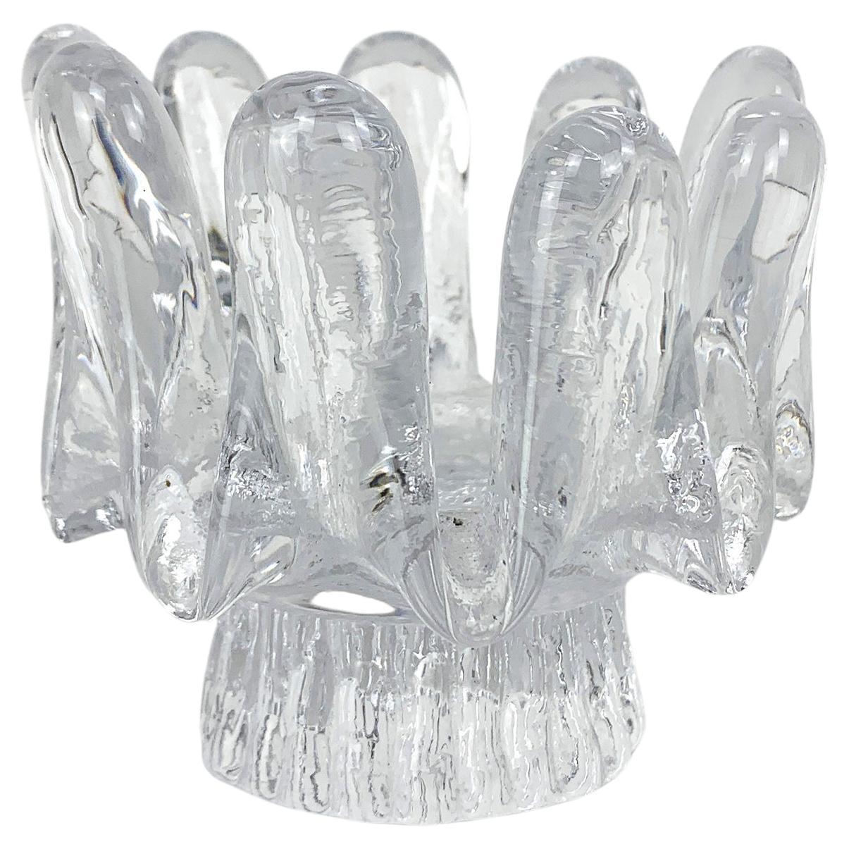 Chandelier brutaliste en verre Tournesol de Göran Wärff, Kosta Boda, Suède, années 1970