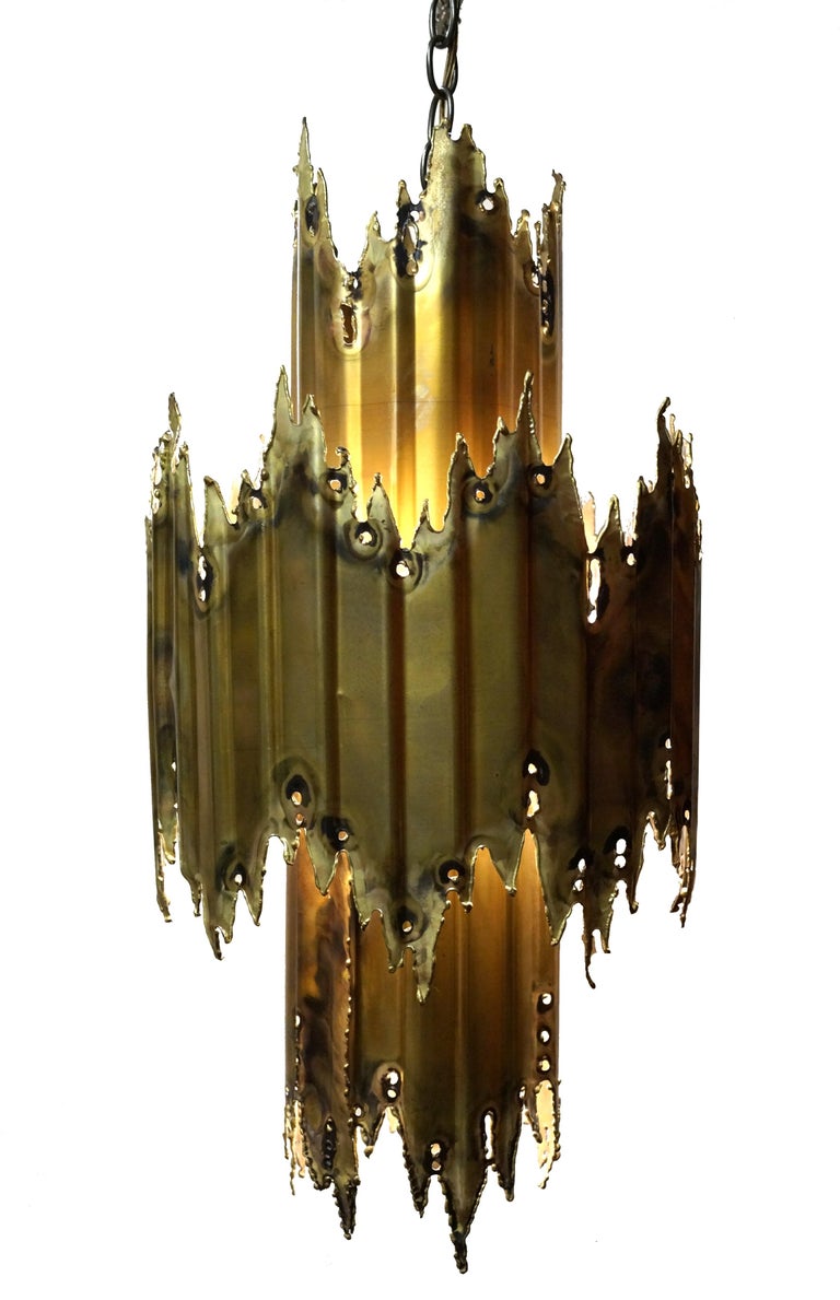 Brutalist Swag Pendant Light Lamp Tom Greene Brass Feldman Co Mid-Century  Modern For Sale at 1stDibs