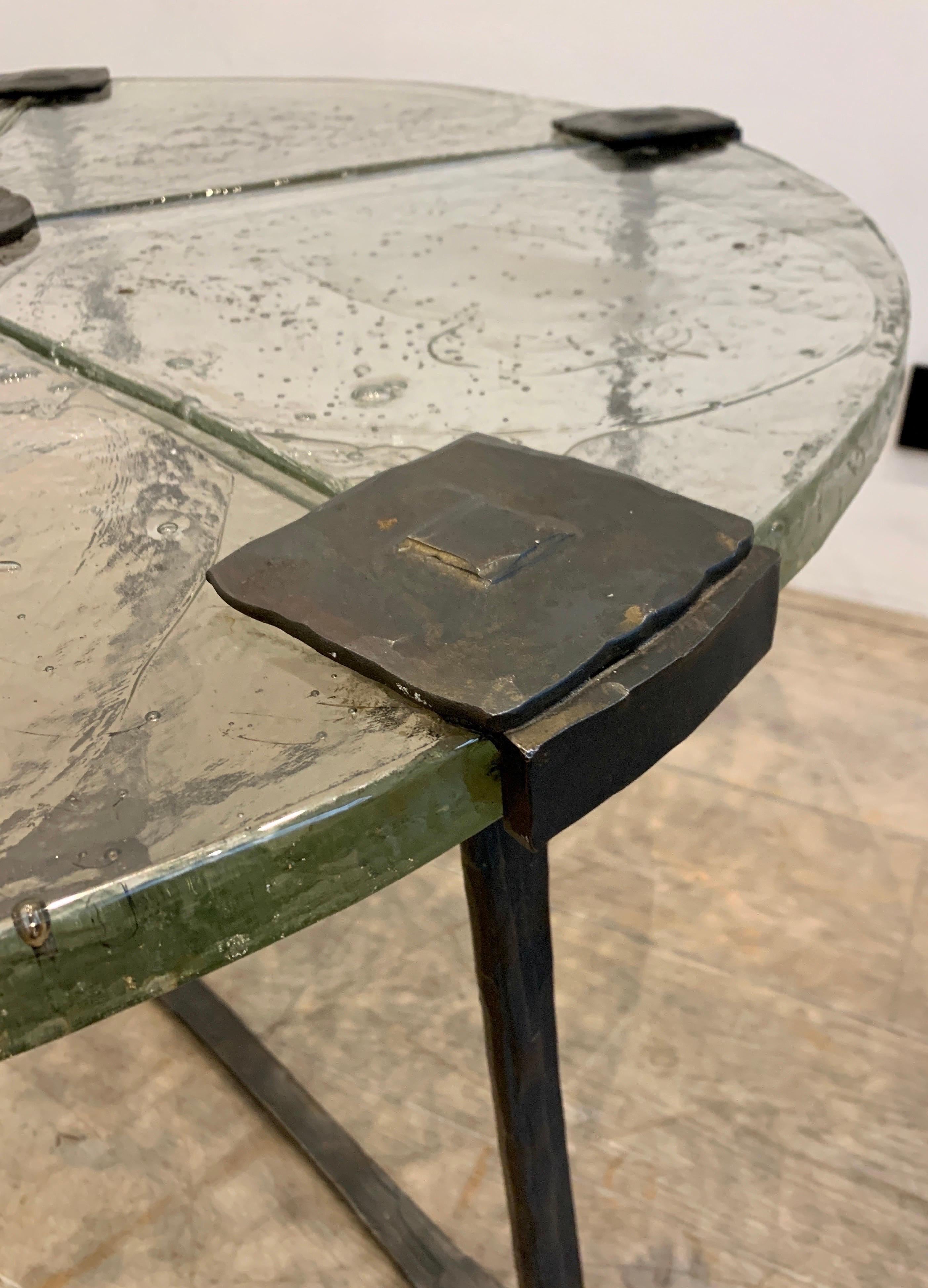 Brutalist Coffee Table in Artisan Glass and Bronze by Lothar Klute, 1980s 4
