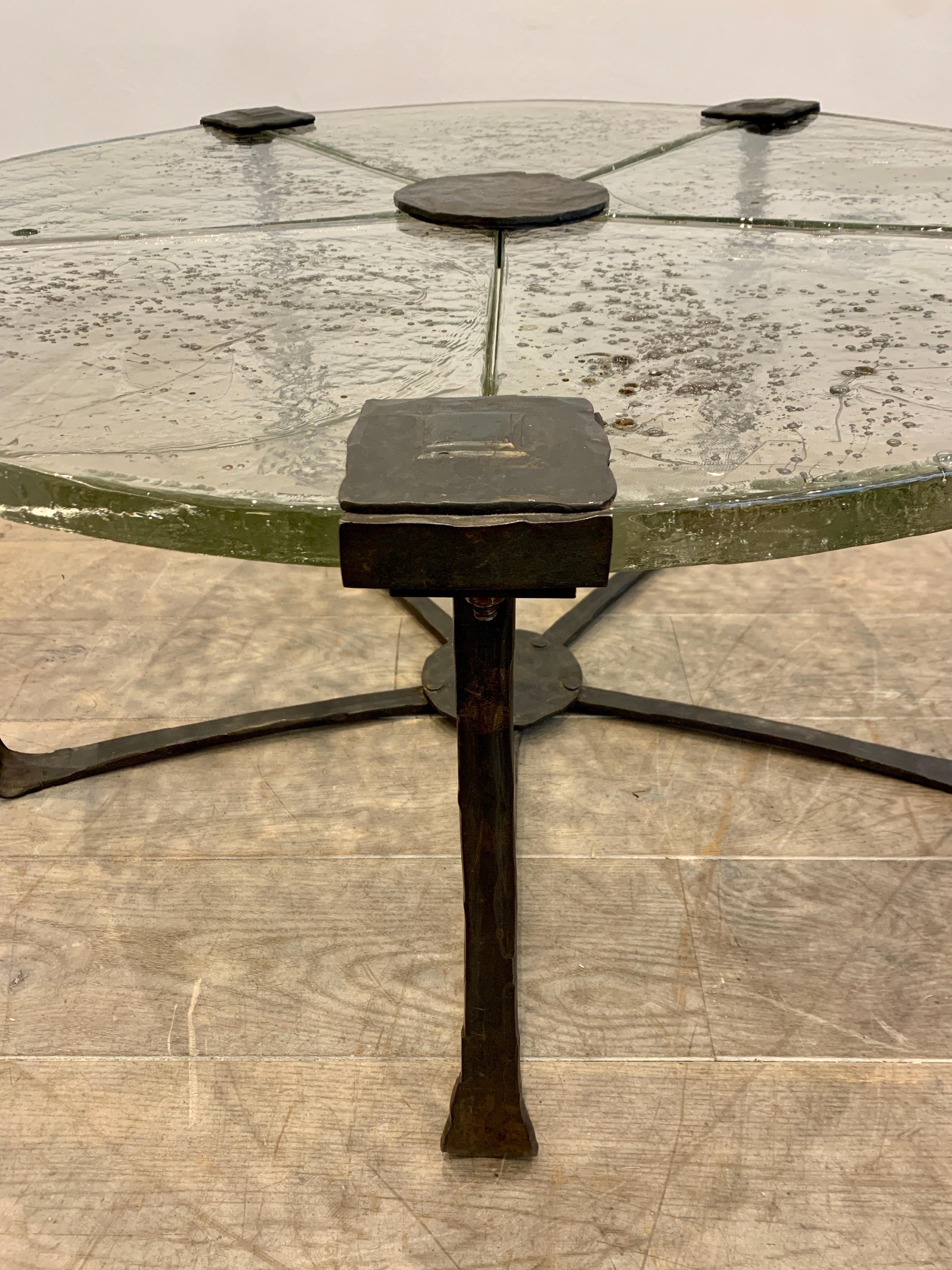 Brutalist Coffee Table in Artisan Glass and Bronze by Lothar Klute, 1980s 5