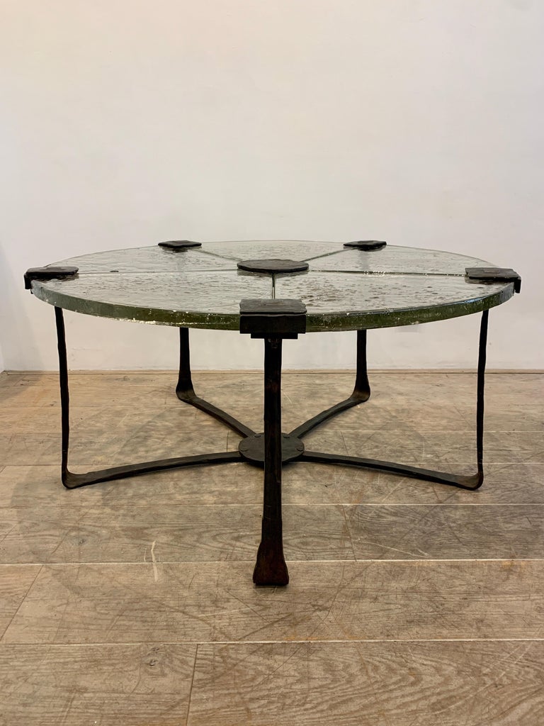 Brutalist Coffee Table in Artisan Glass and Bronze by Lothar Klute, 1980s For Sale 9