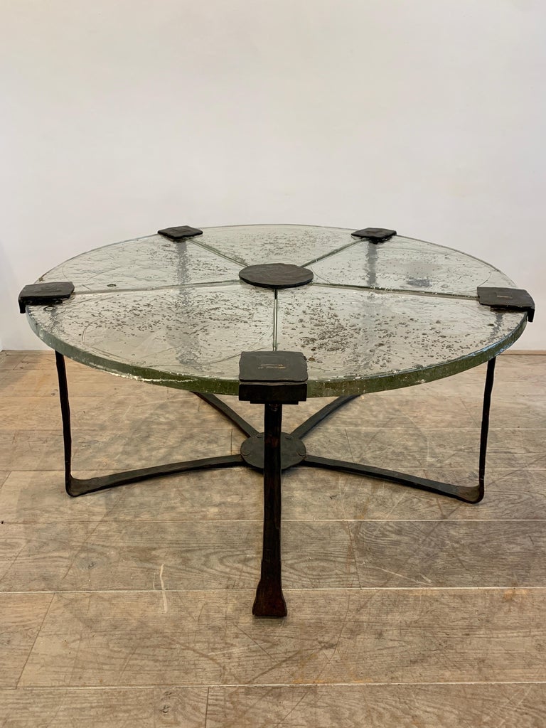 Brutalist Coffee Table in Artisan Glass and Bronze by Lothar Klute, 1980s For Sale 10
