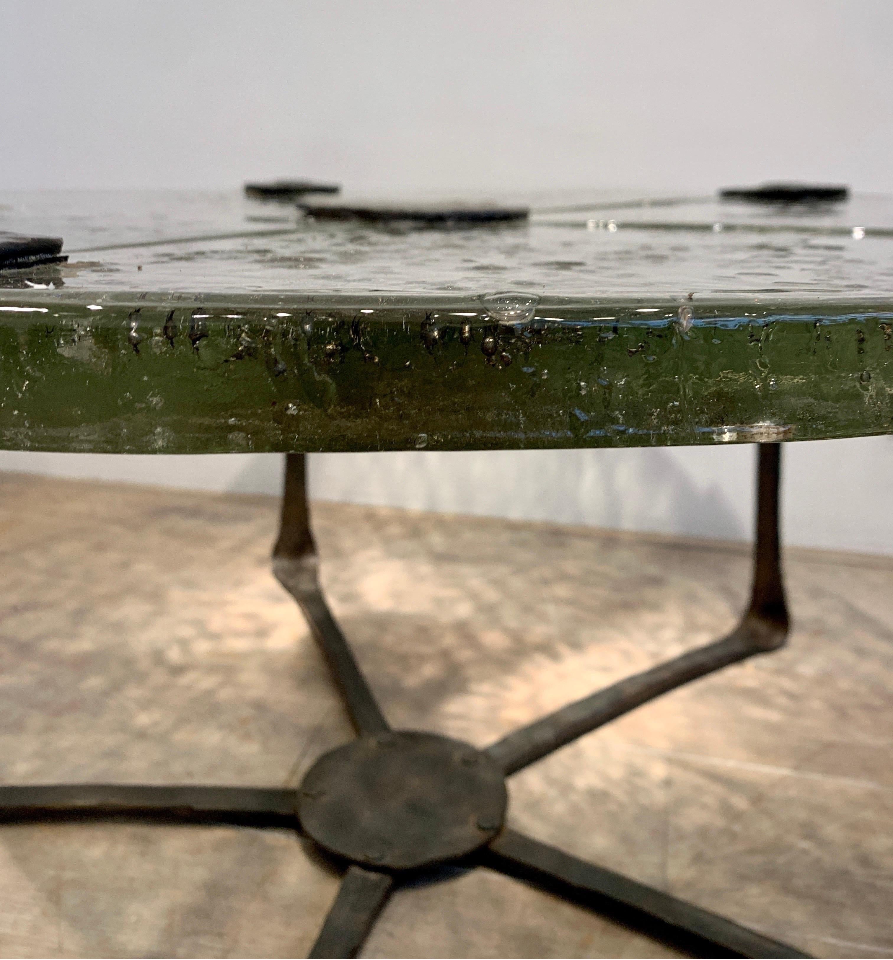 Brutalist Coffee Table in Artisan Glass and Bronze by Lothar Klute, 1980s 2