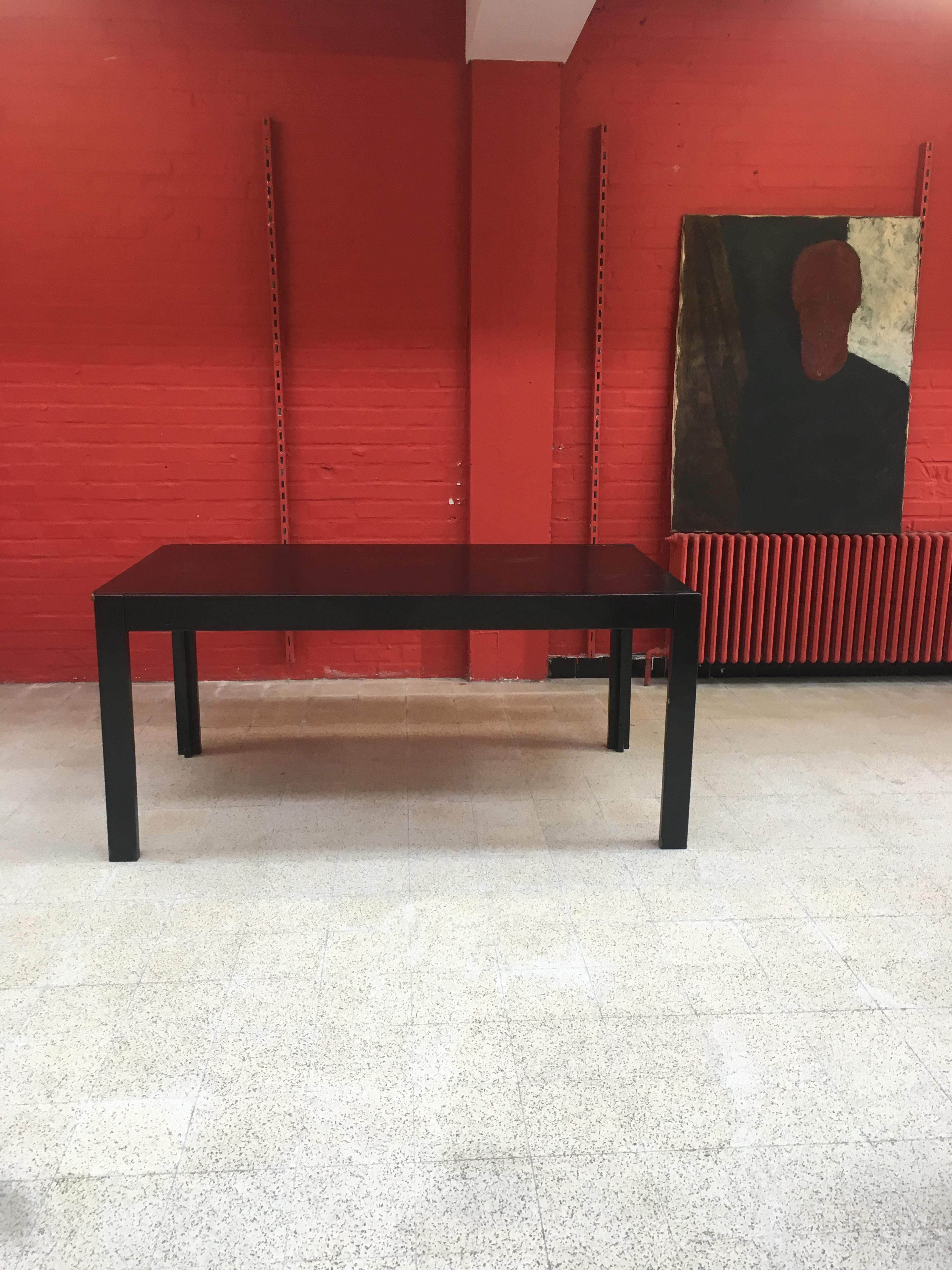 Mid-Century Modern Brutalist Table in Blackened Wood, circa 1960-1970 For Sale