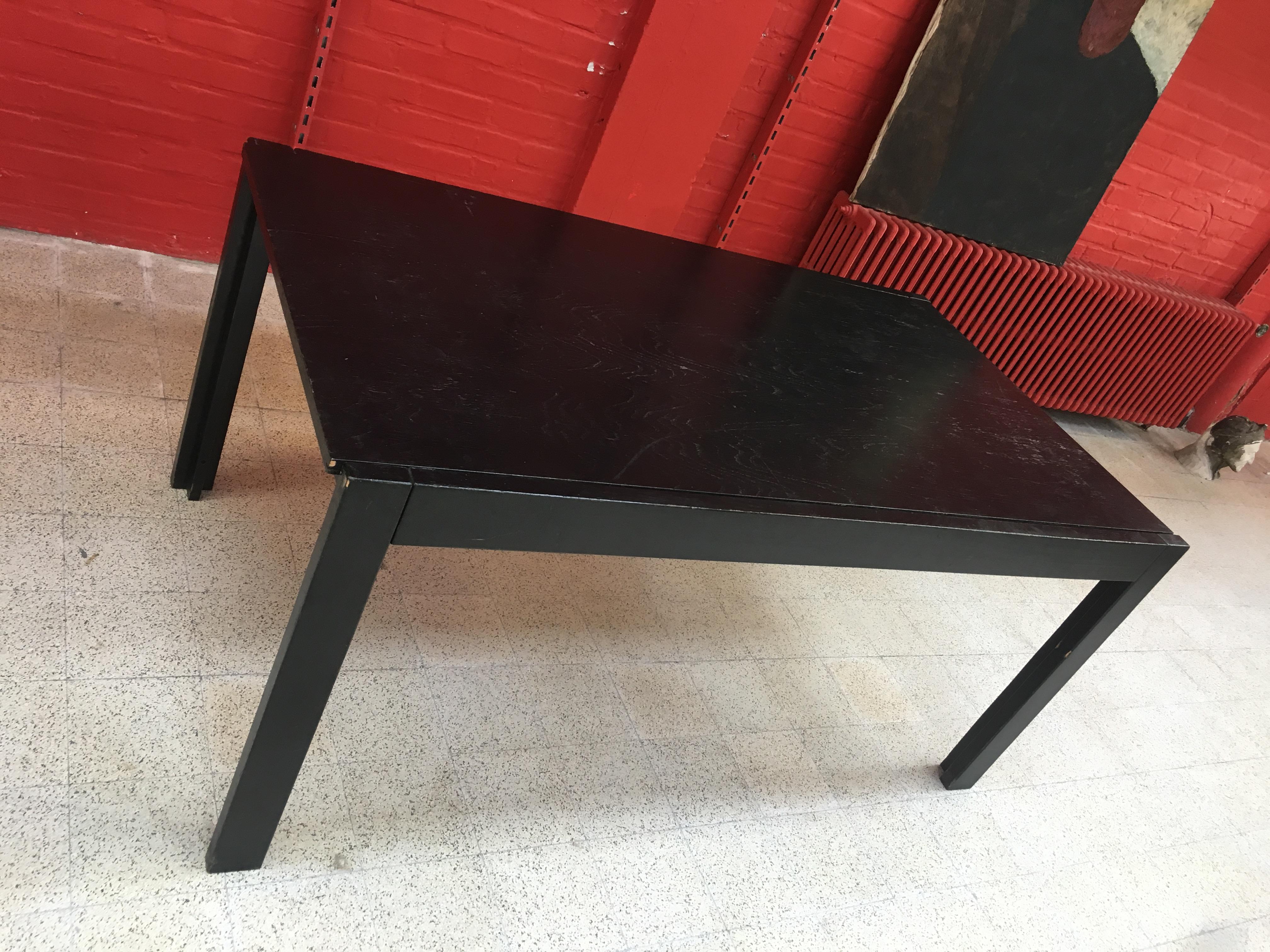 Brutalist Table in Blackened Wood, circa 1960-1970 In Good Condition For Sale In Saint-Ouen, FR