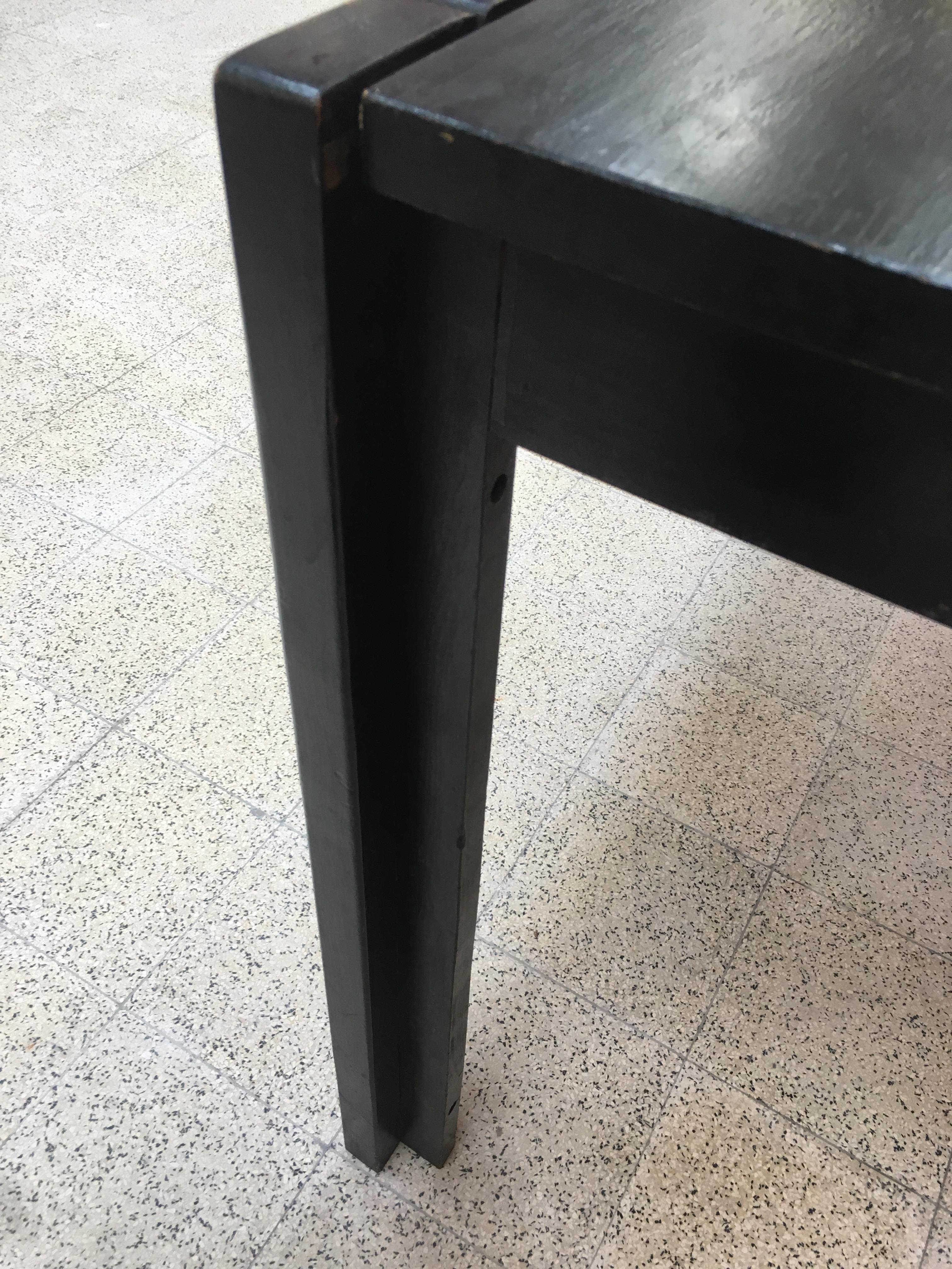 Brutalist Table in Blackened Wood, circa 1960-1970 For Sale 1
