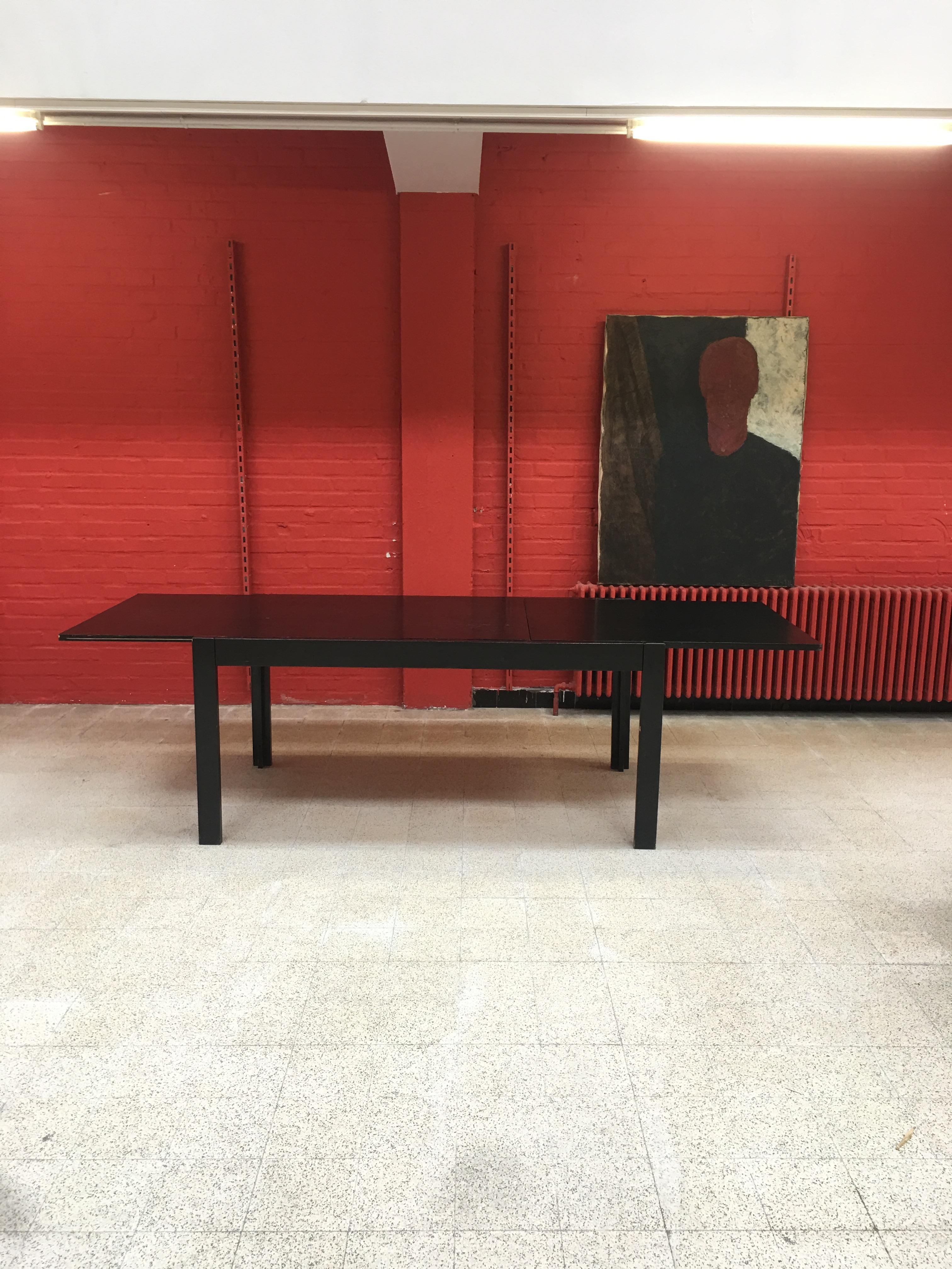 Brutalist Table in Blackened Wood, circa 1960-1970 For Sale 2