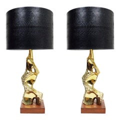 Richard Barr Brutalist Table Lamps for Laurel a la Maurizio Tempestini
