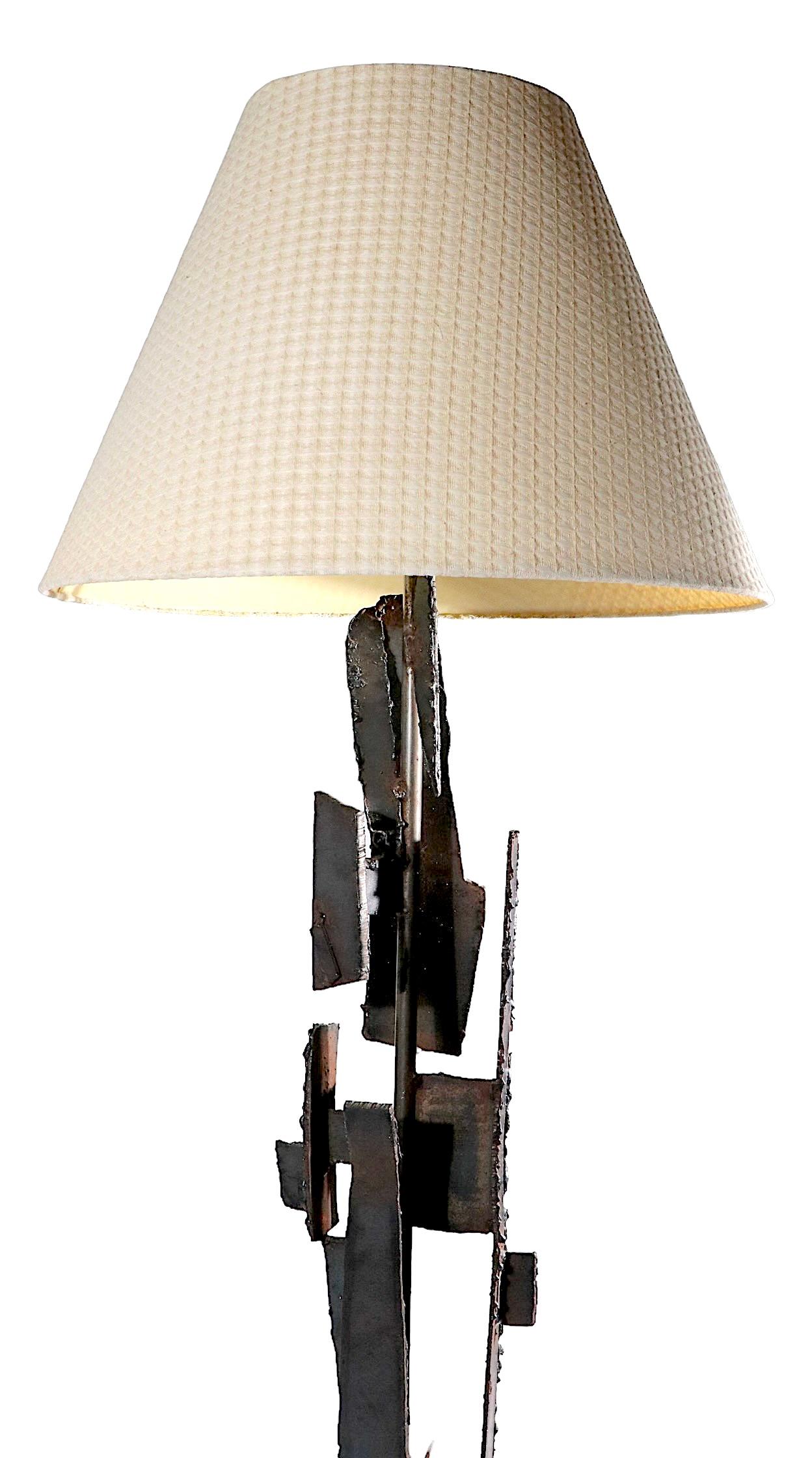 Iron Brutalist Table Lamp by Harry Balmer for the Laurel Lamp Company, ca. 1970's For Sale