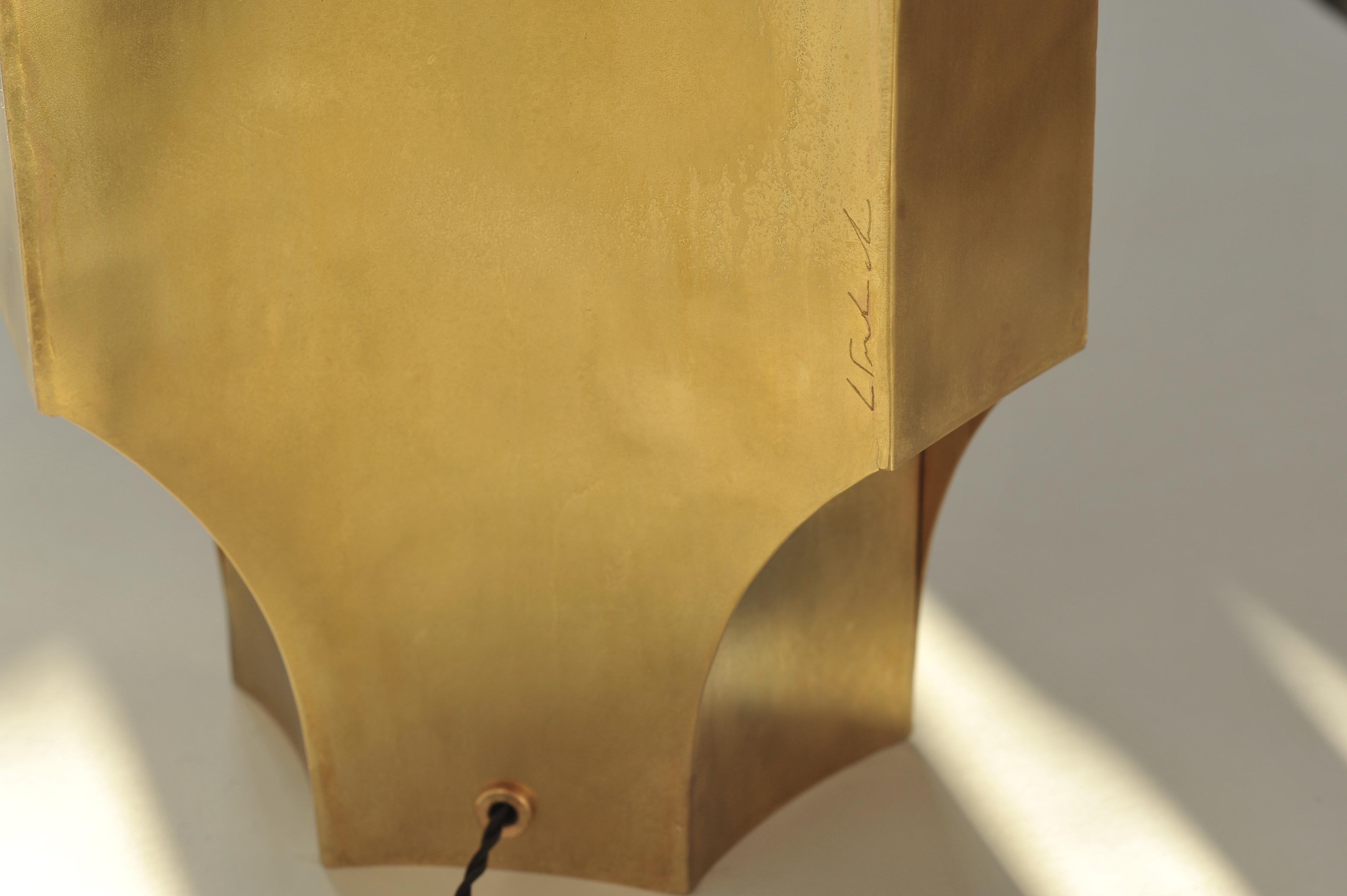 Brass Brutalist Table Lamp by Lukasz Friedrich For Sale