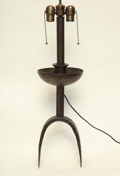 Brutalist Table Lamp Handwrought Iron Mid-Century Modern, Italy, 1960s