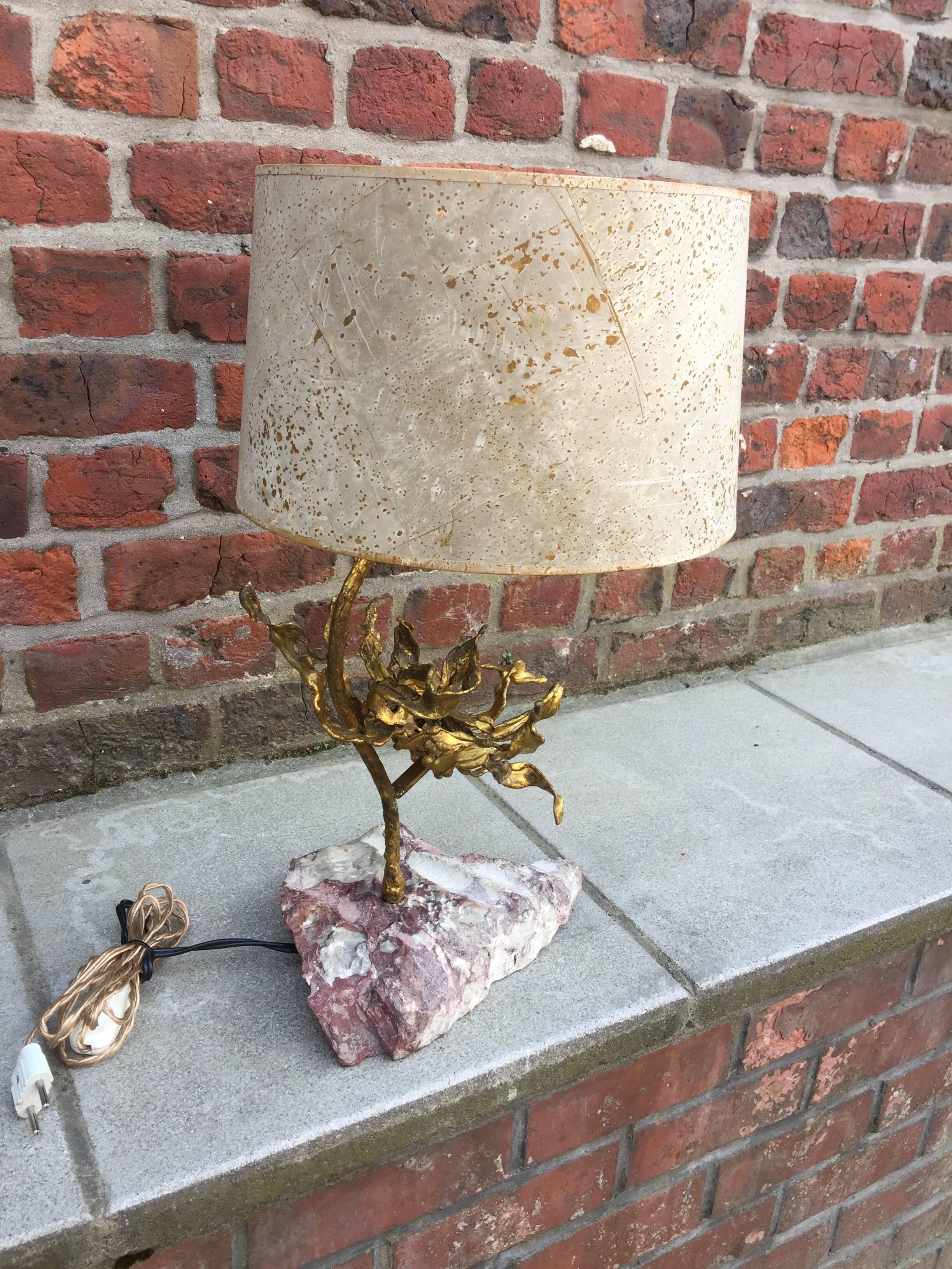 Brutalist Table Lamp in Brass Signed Paul Moerenhout, circa 1970 For Sale 6