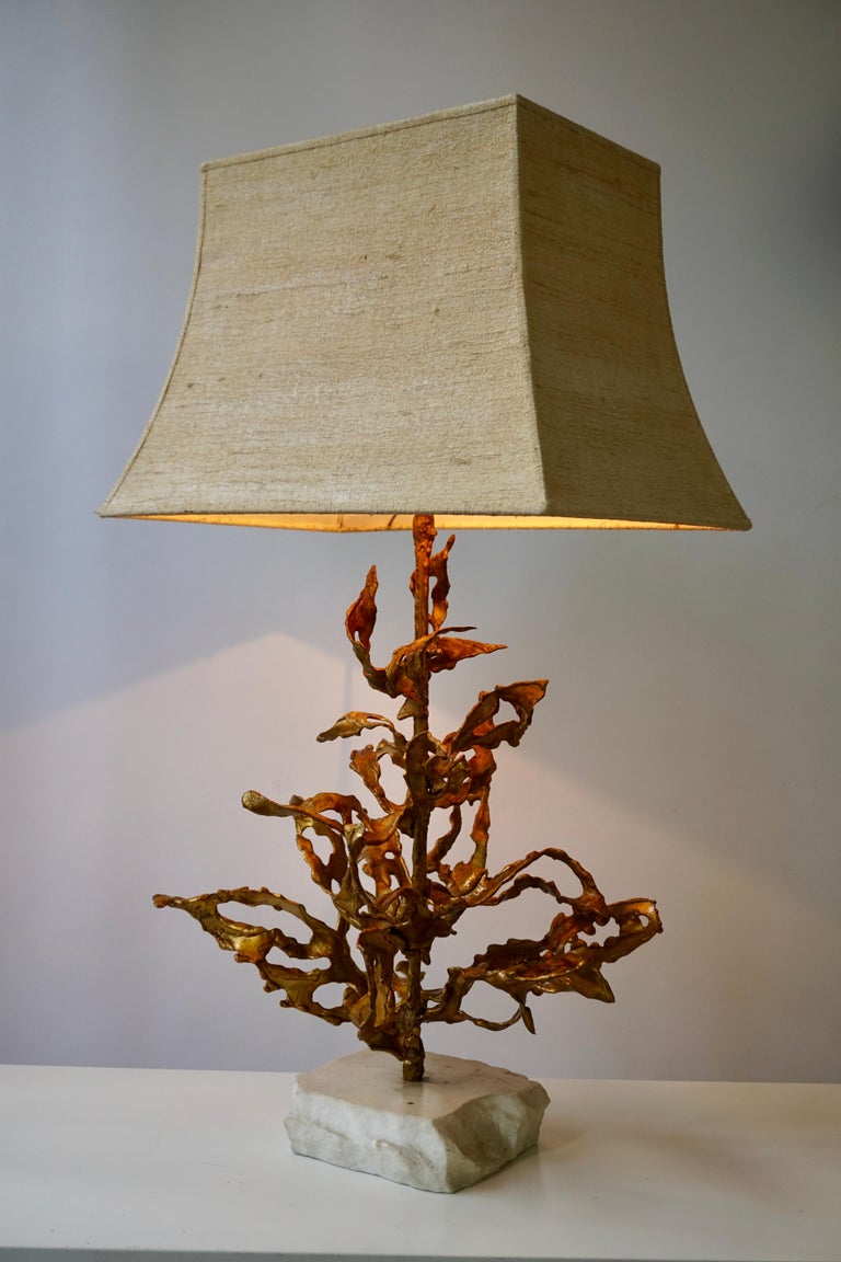 Brutalist Table Lamp in Brass Signed Paul Moerenhout, circa 1970 For Sale 7