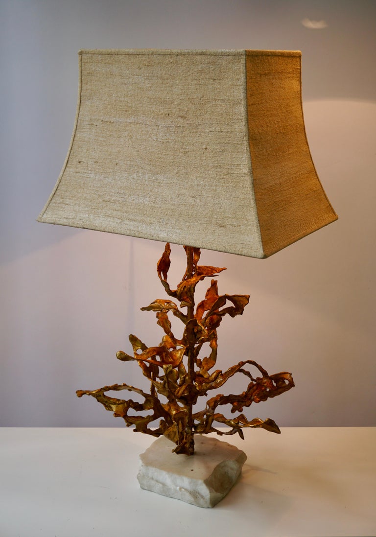 Brutalist Table Lamp in Brass Signed Paul Moerenhout, circa 1970 For Sale 8