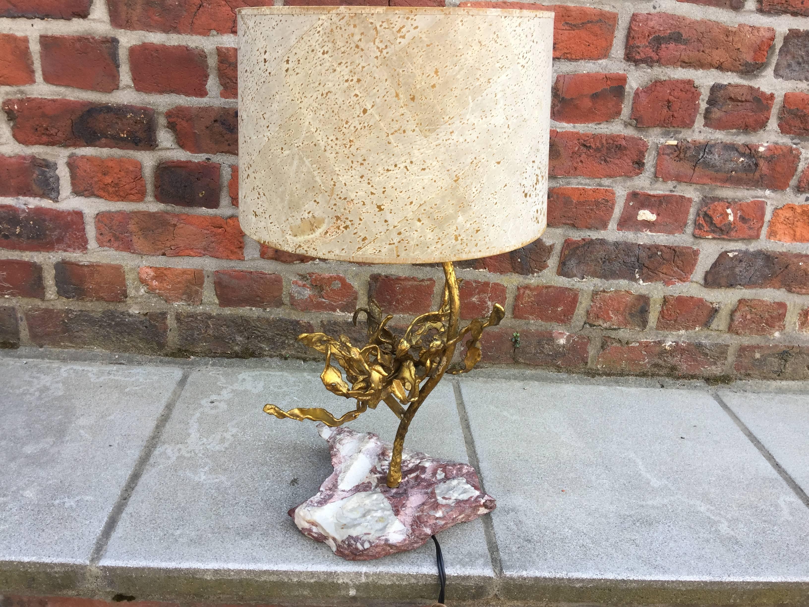 Brutalist Table Lamp in Brass Signed Paul Moerenhout, circa 1970 For Sale 1