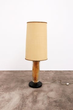 Brutalist Table Lamp Marble & Glass, Vintage 1980