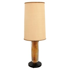 Brutalist Table Lamp Marble & Glass, Retro 1980