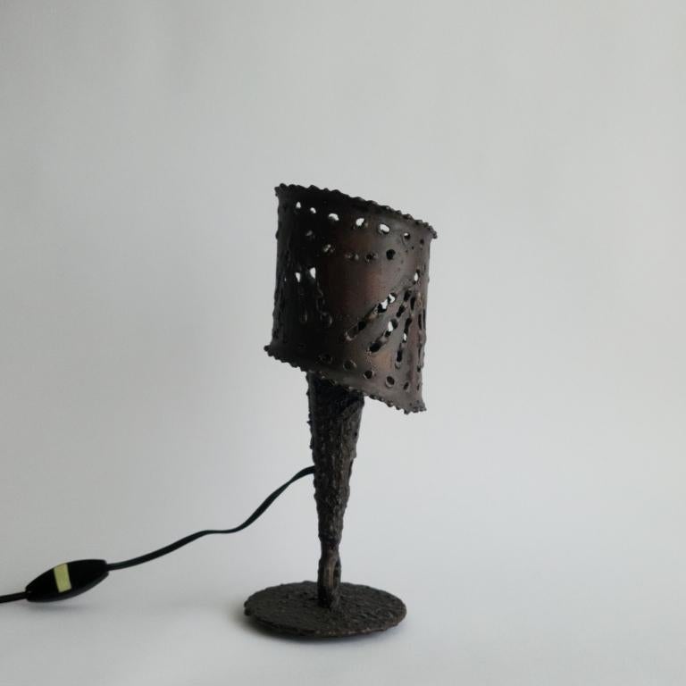 French Brutalist Table Lamp, Metal, France 1960s For Sale