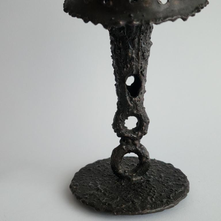 Brutalist Table Lamp, Metal, France 1960s In Good Condition For Sale In Boca Raton, FL