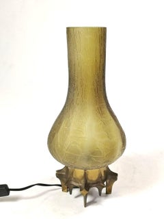Brutalist table lamp with bronze base, from the 1960s
