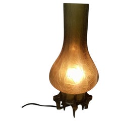 Brutalist table lamp with bronze base, from the 1960s