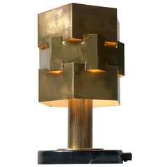 Brutalist Table Light in Brass by Ludib Bratislav, 1970s