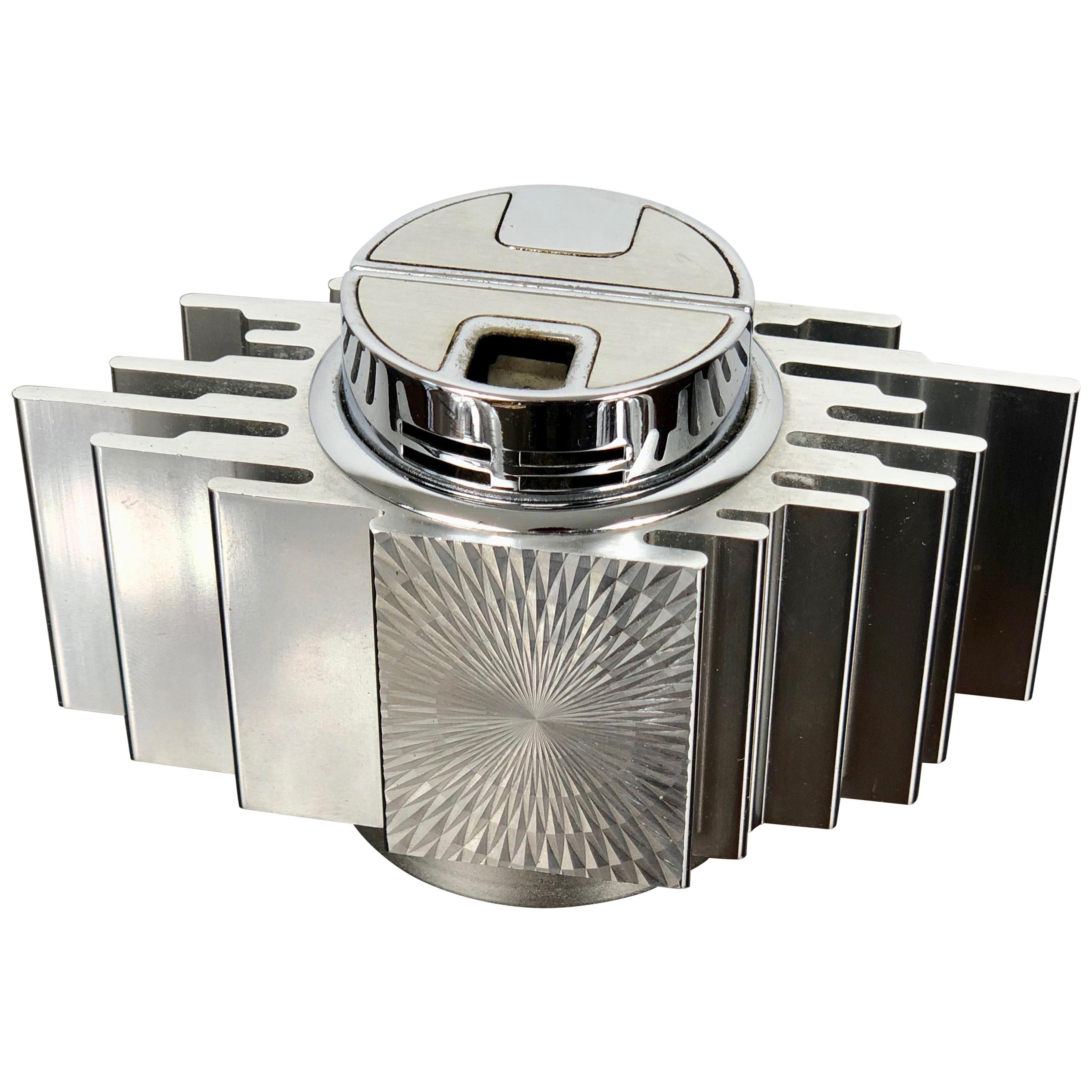 Brutalist Table Lighter in Aluminum, Sarome Piezo Electric, Japan, 1960s