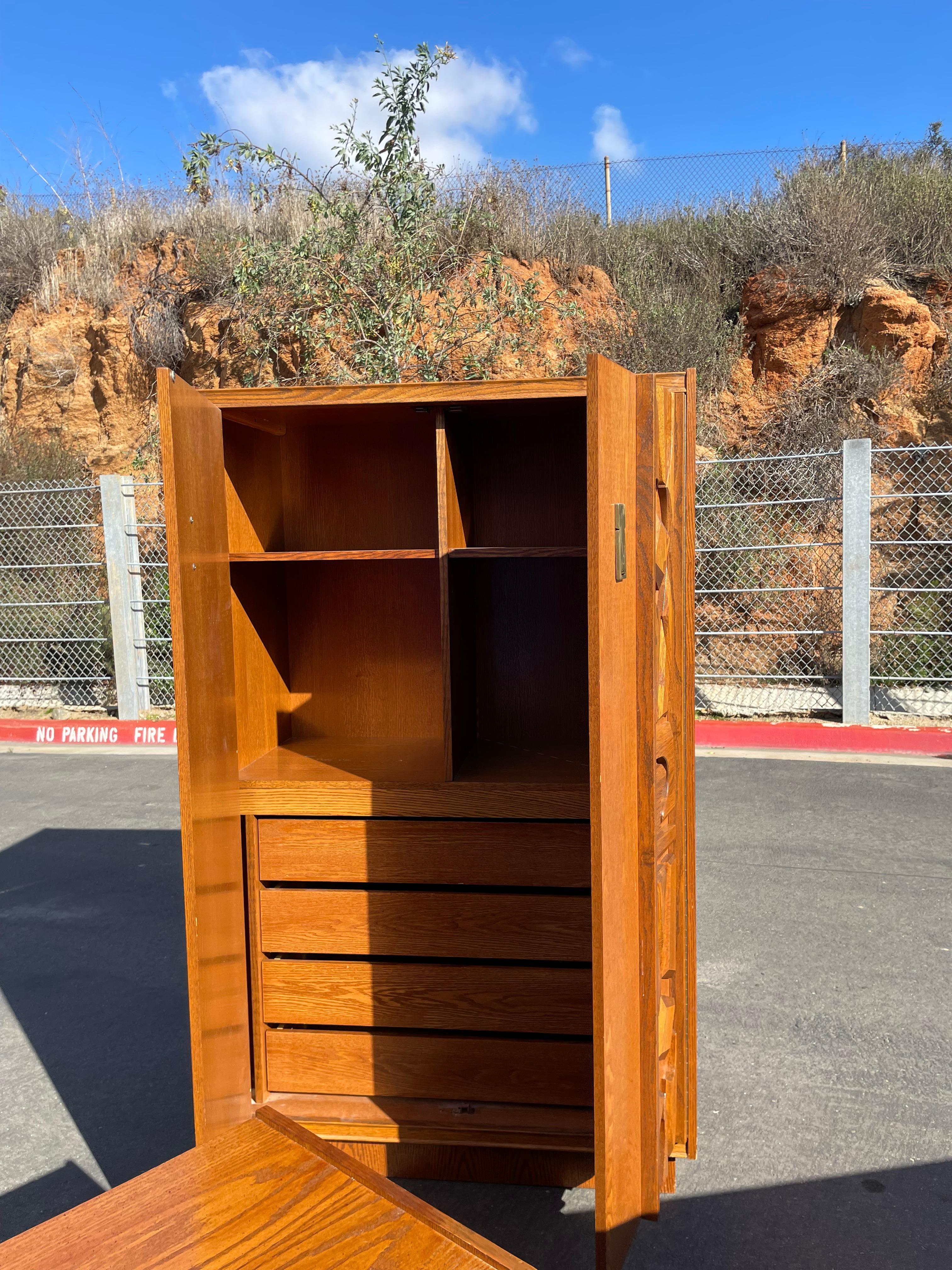 Brutalist Tallboy Dresser Cabinet  In Good Condition In Spring Valley, CA