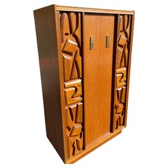 Brutalist Tallboy Dresser Cabinet