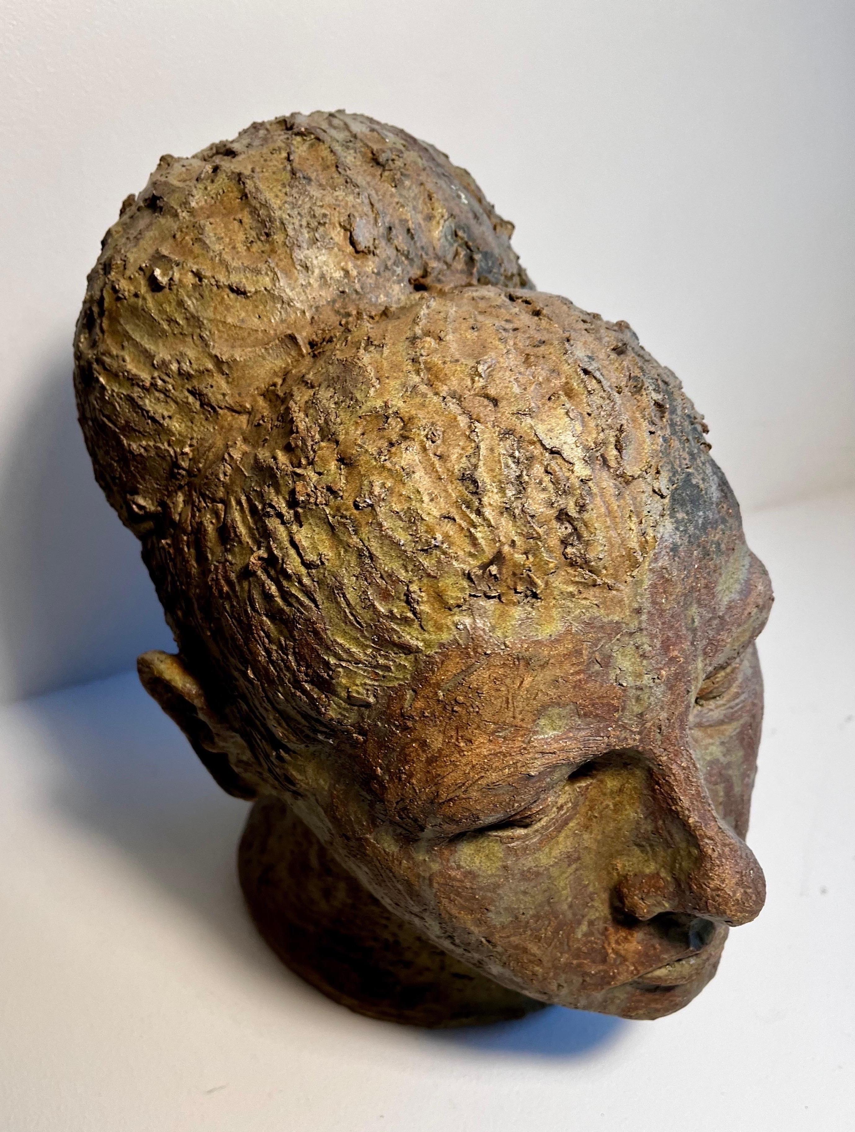Brutalist Terracotta Female Bust Sculpture For Sale 3