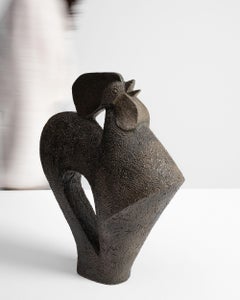 Brutalist Terracotta Rooster Sculpture, 20th Century French Design
