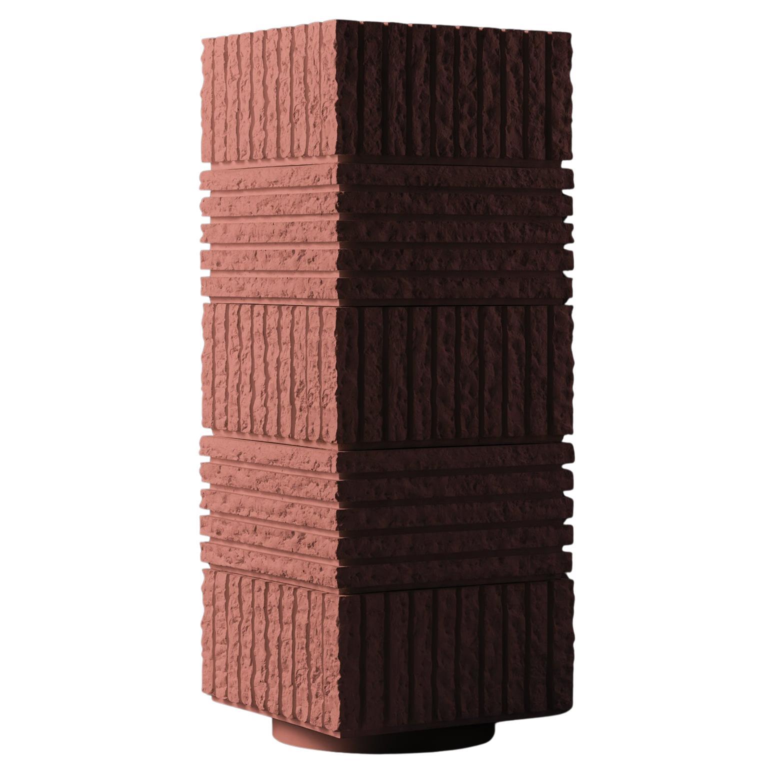 Jardinière à colonne en béton texturé brutaliste, ATLAS V par Sirak (grande hauteur)