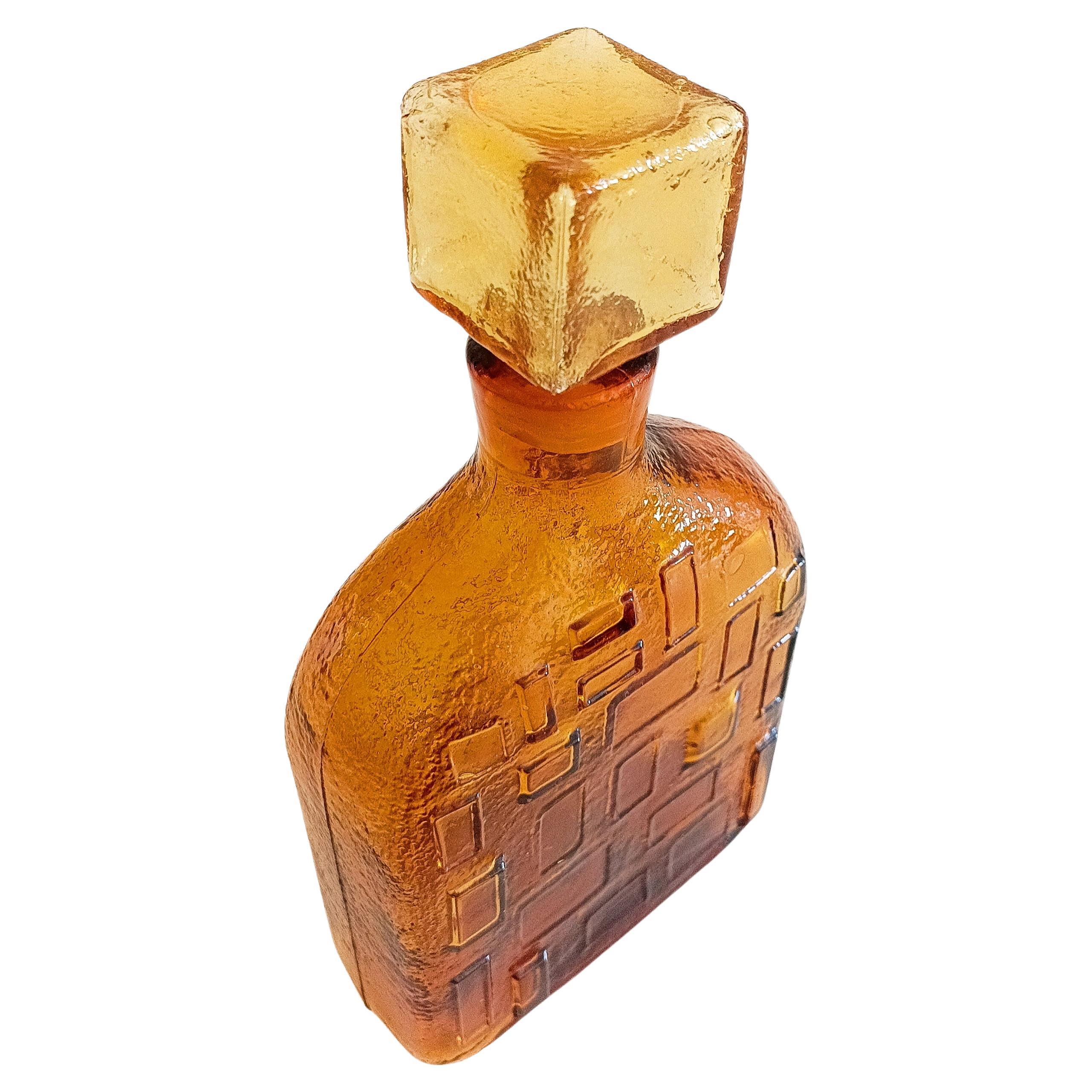 Brutalist Textured Glass Decanter by Wayne Husted for Stelvia, Italy 1960s 4