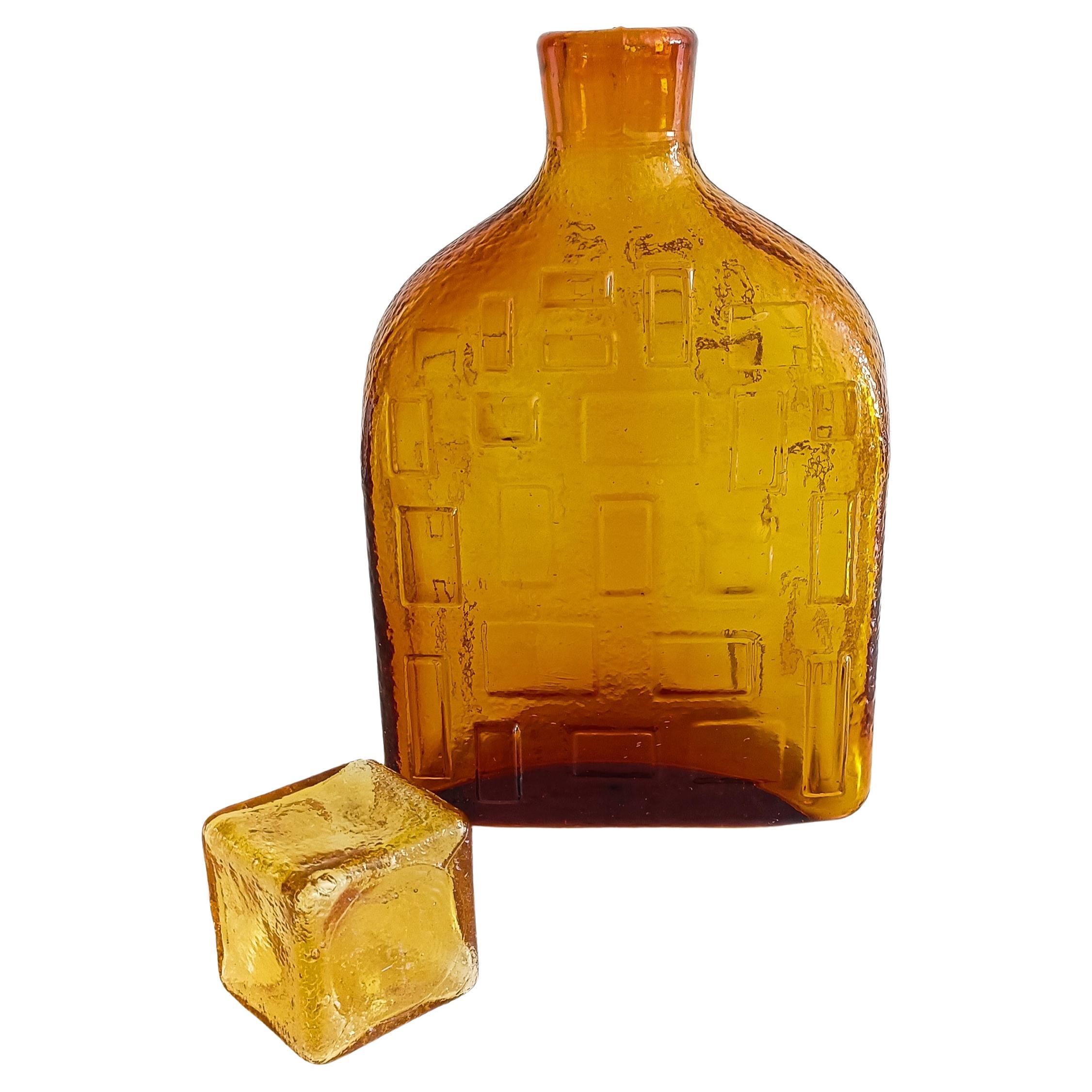 Mid-20th Century Brutalist Textured Glass Decanter by Wayne Husted for Stelvia, Italy 1960s