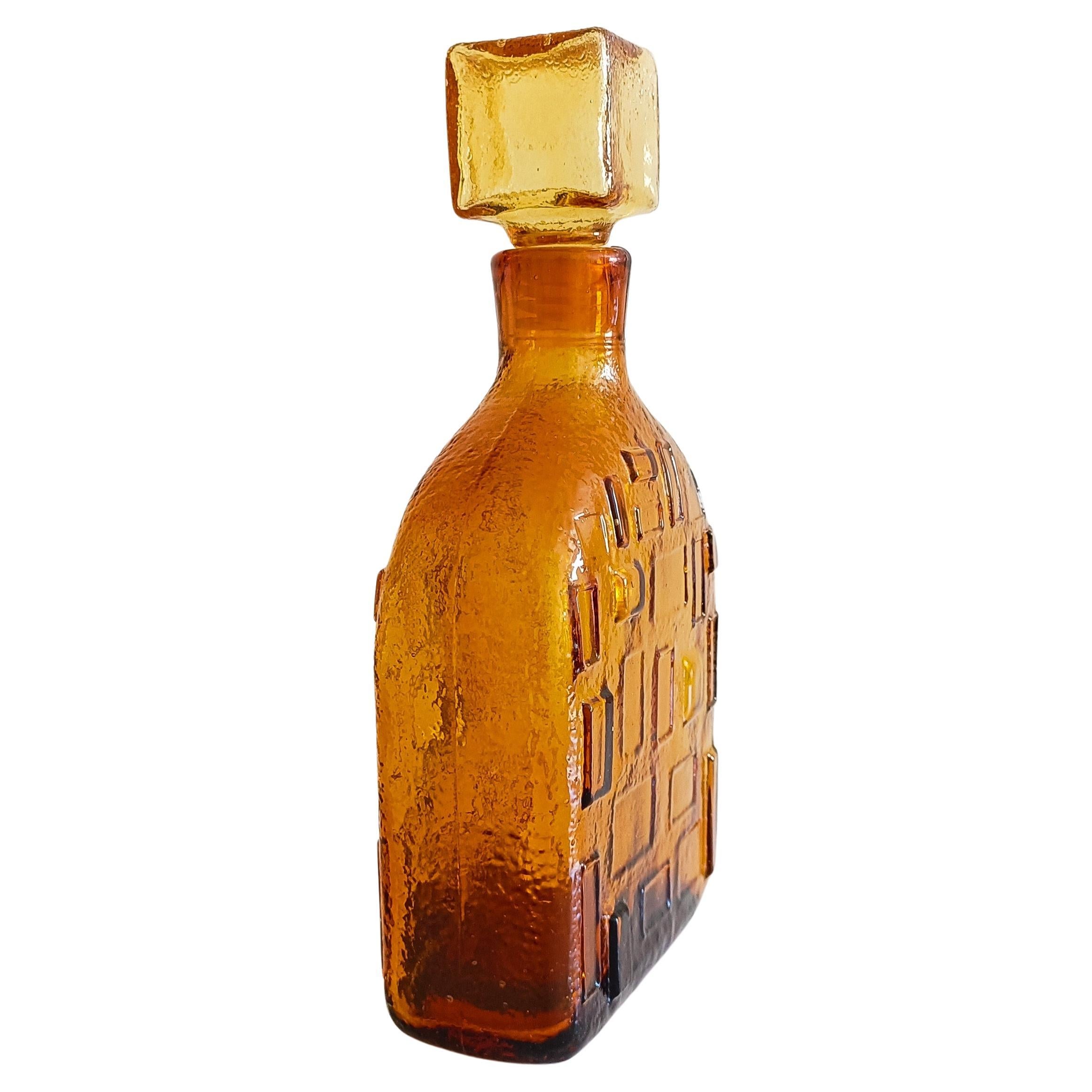 Italian Brutalist Textured Glass Decanter by Wayne Husted for Stelvia, Italy 1960s