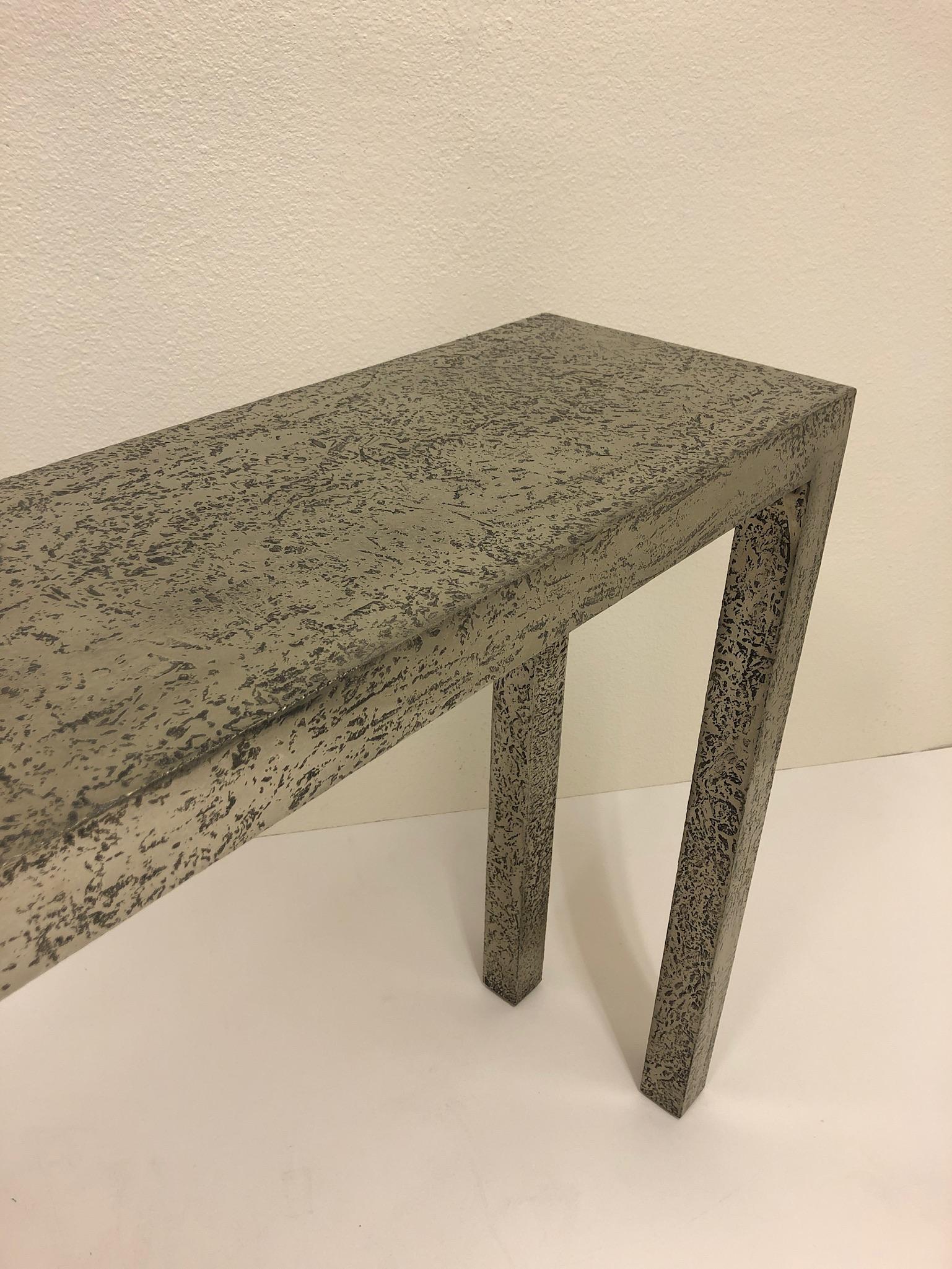 Brutalist Textured Silver Console Table 3