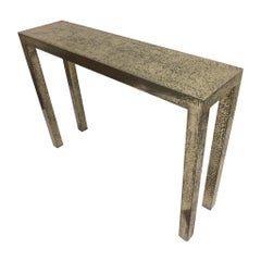 Brutalist Textured Silver Console Table