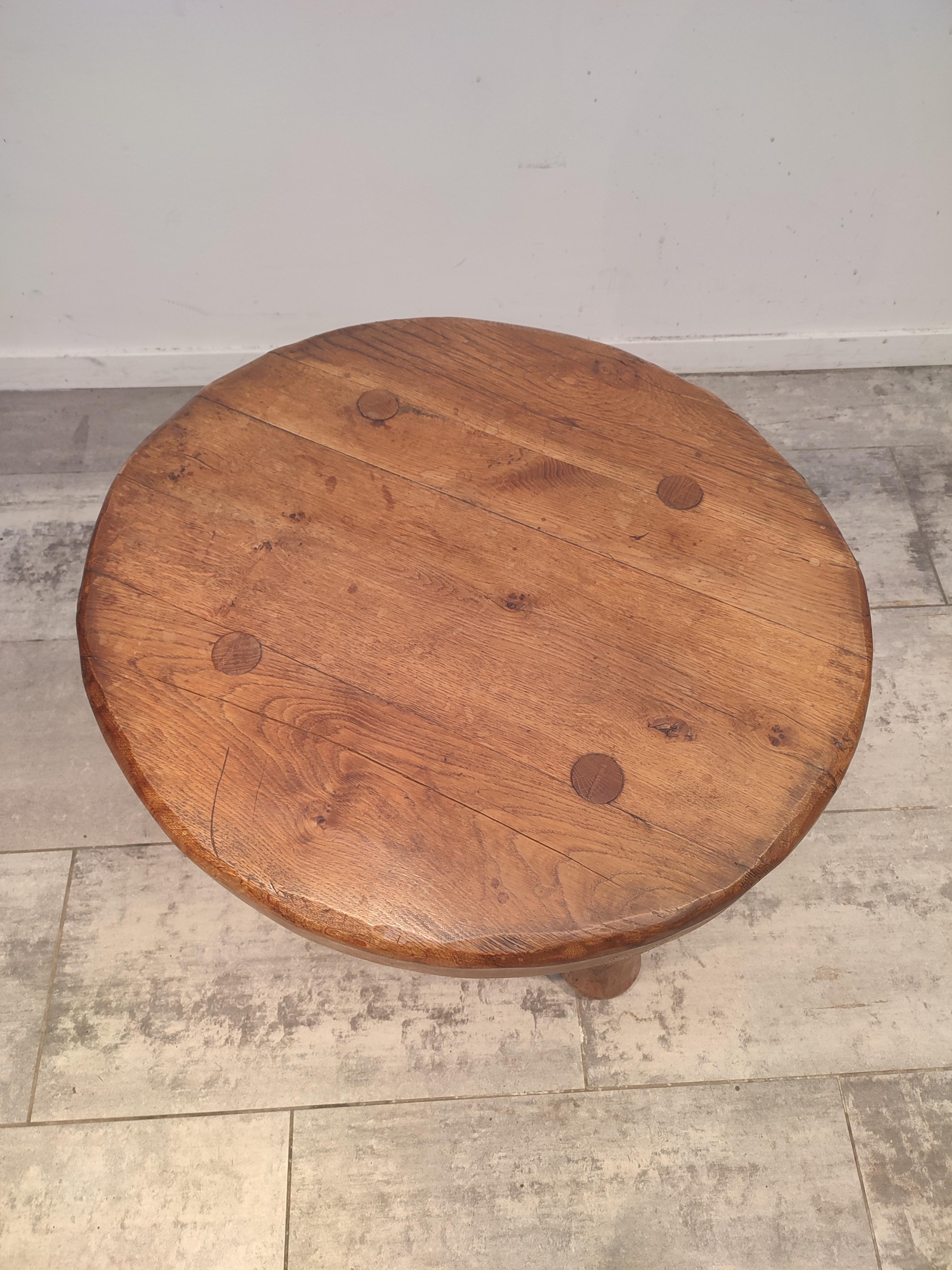 Mid-20th Century Brutalist, Thick Oak Coffee Table 1930 For Sale