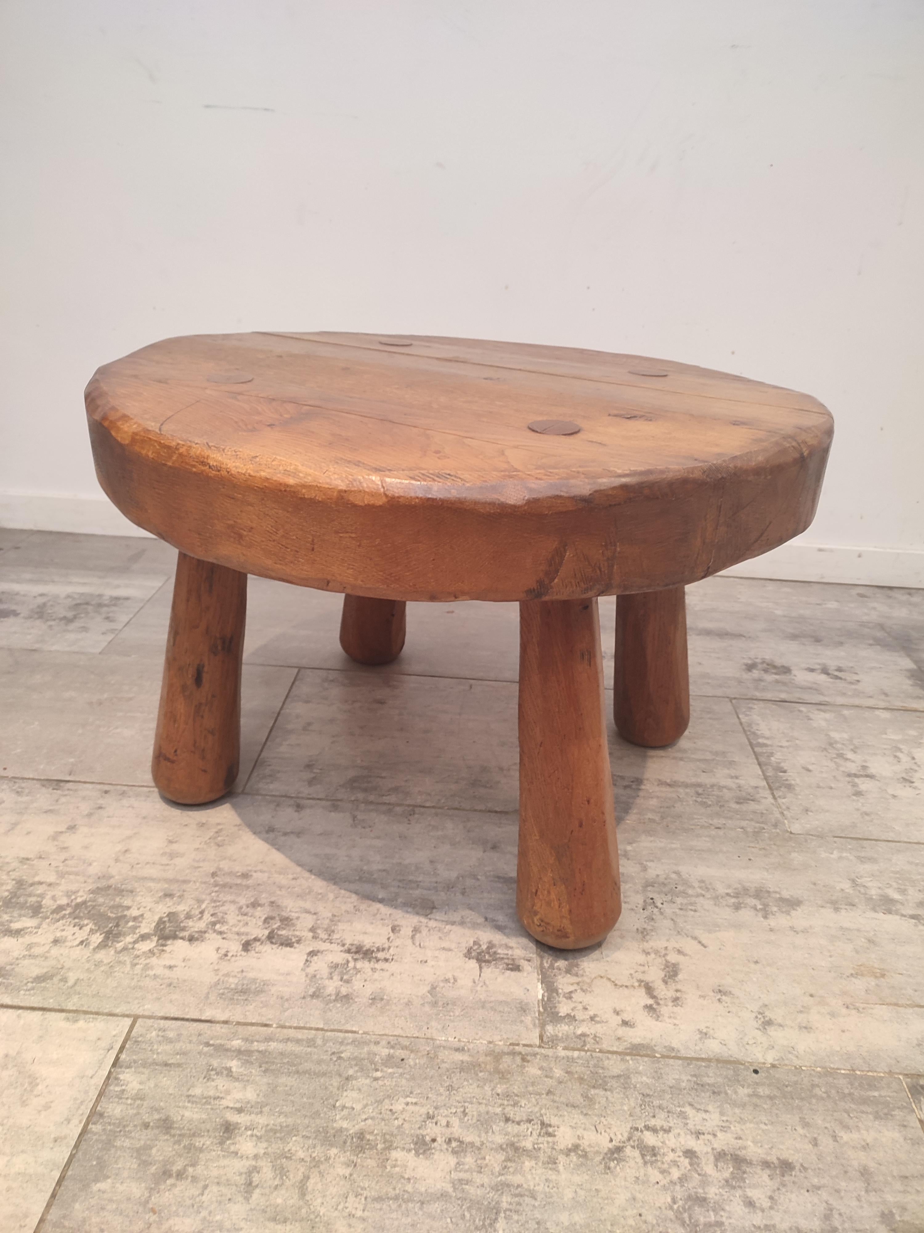 Brutalist, Thick Oak Coffee Table 1930 For Sale 2