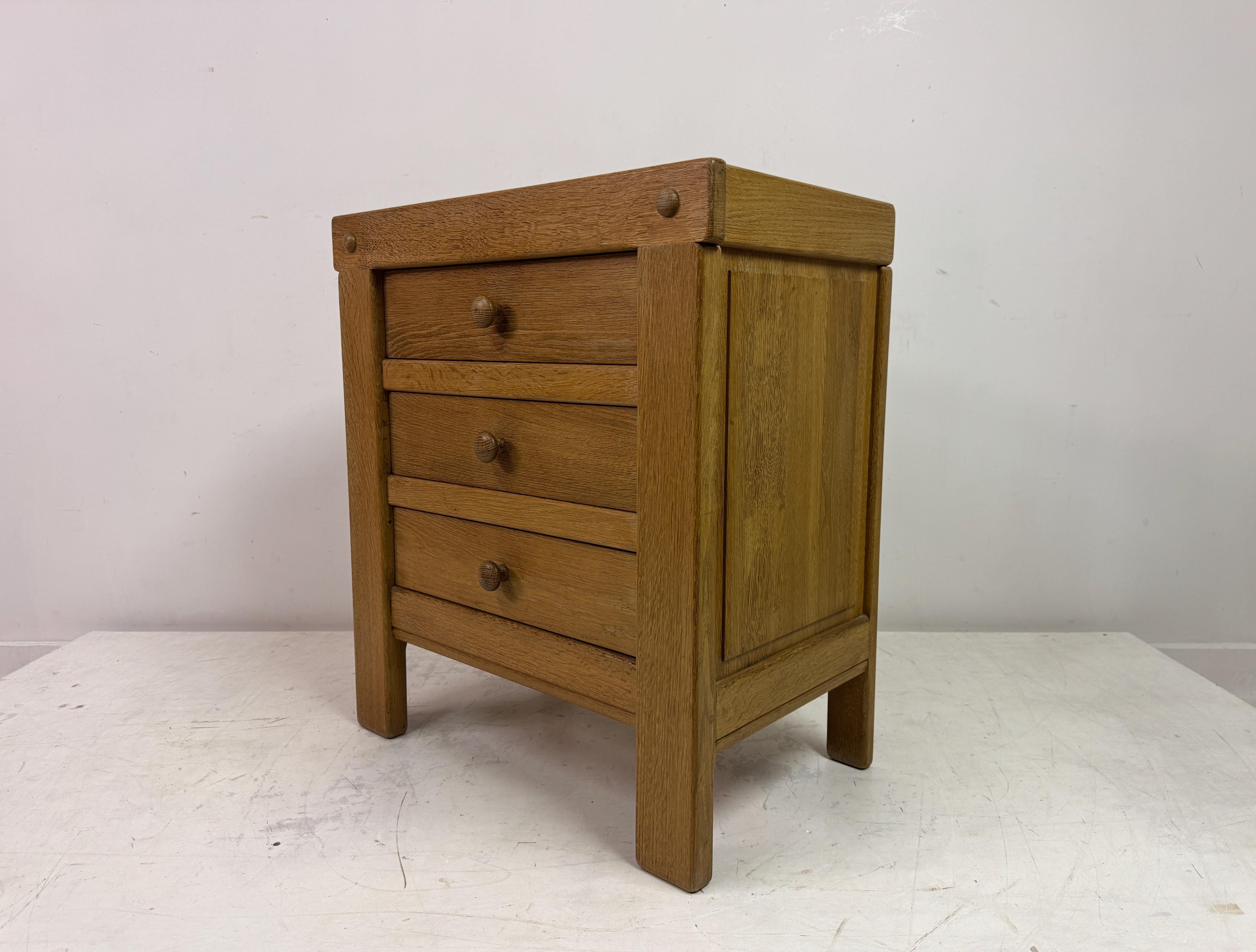 Brutalist Three Drawer Oak Chest of Drawers For Sale 5