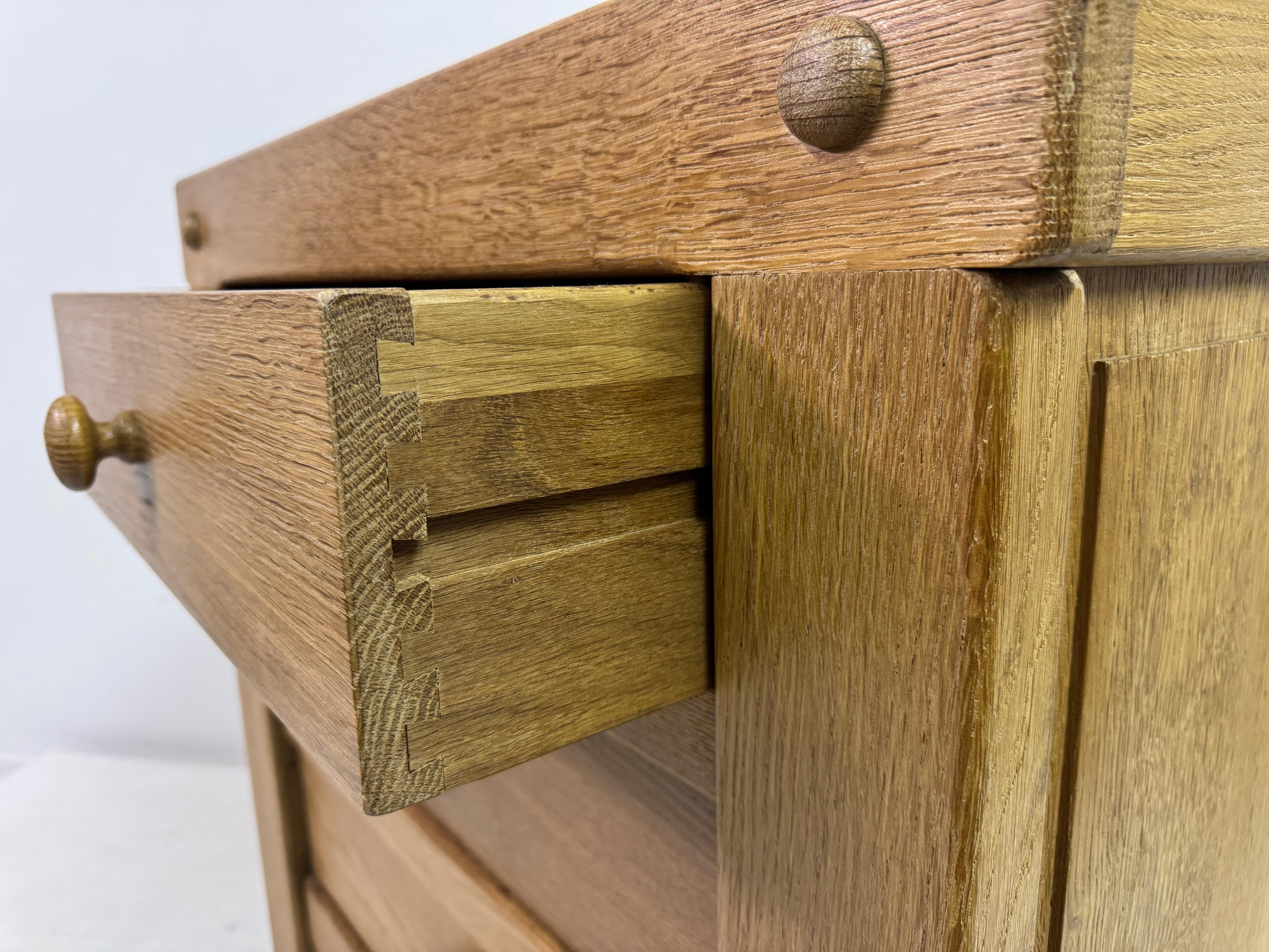 Brutalist Three Drawer Oak Chest of Drawers For Sale 7