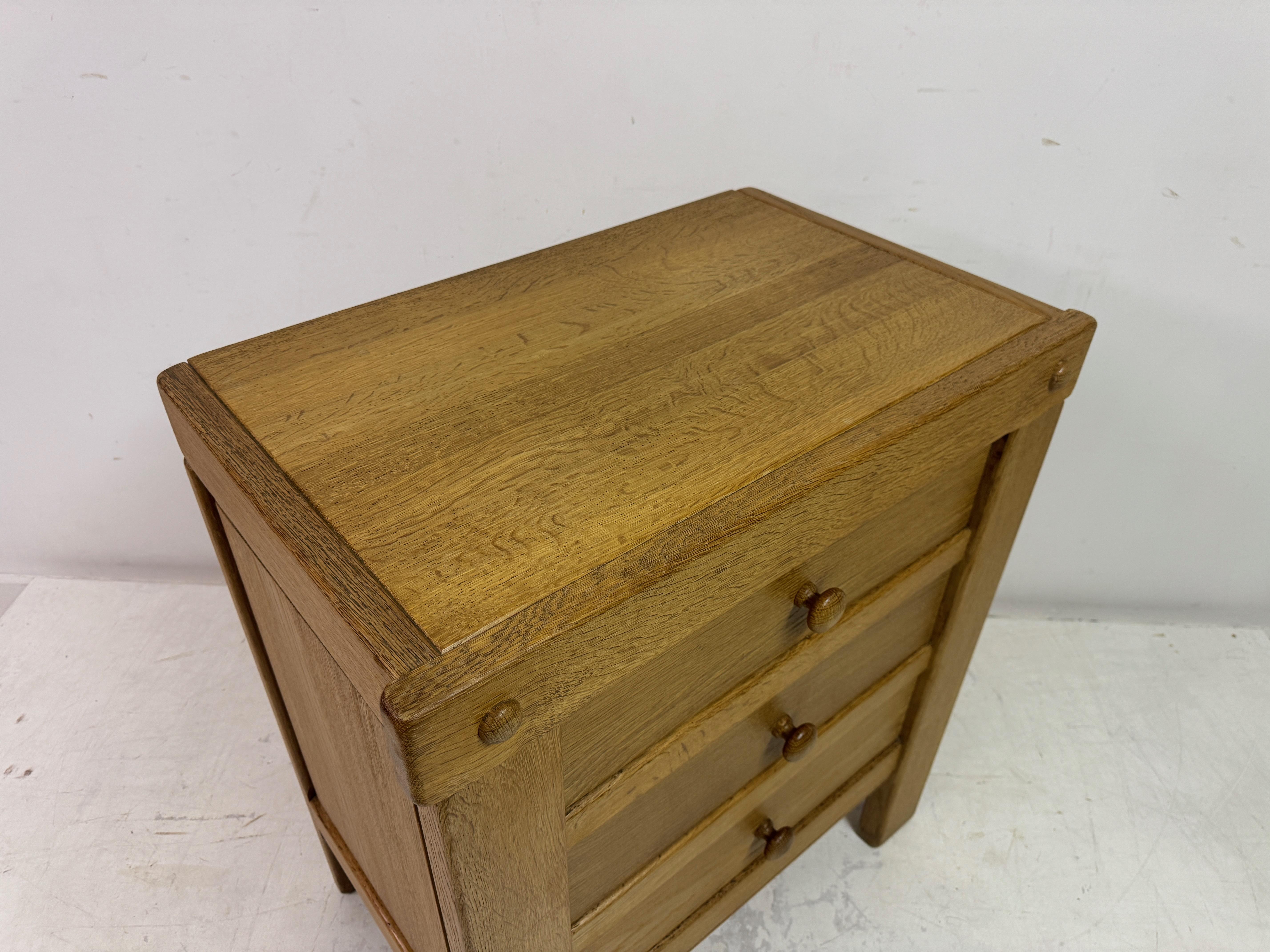 Brutalist Three Drawer Oak Chest of Drawers For Sale 9