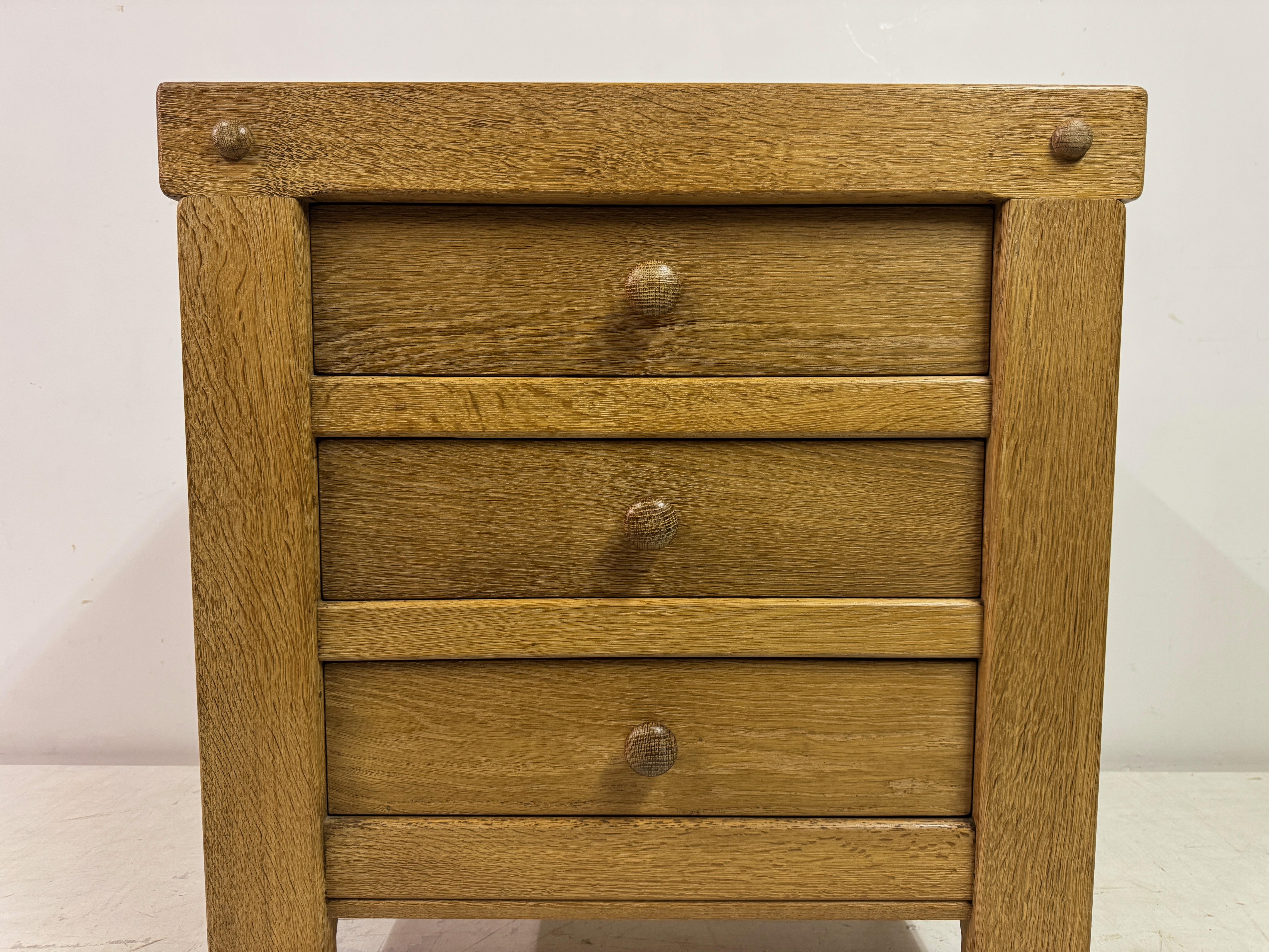Brutalist Three Drawer Oak Chest of Drawers For Sale 2