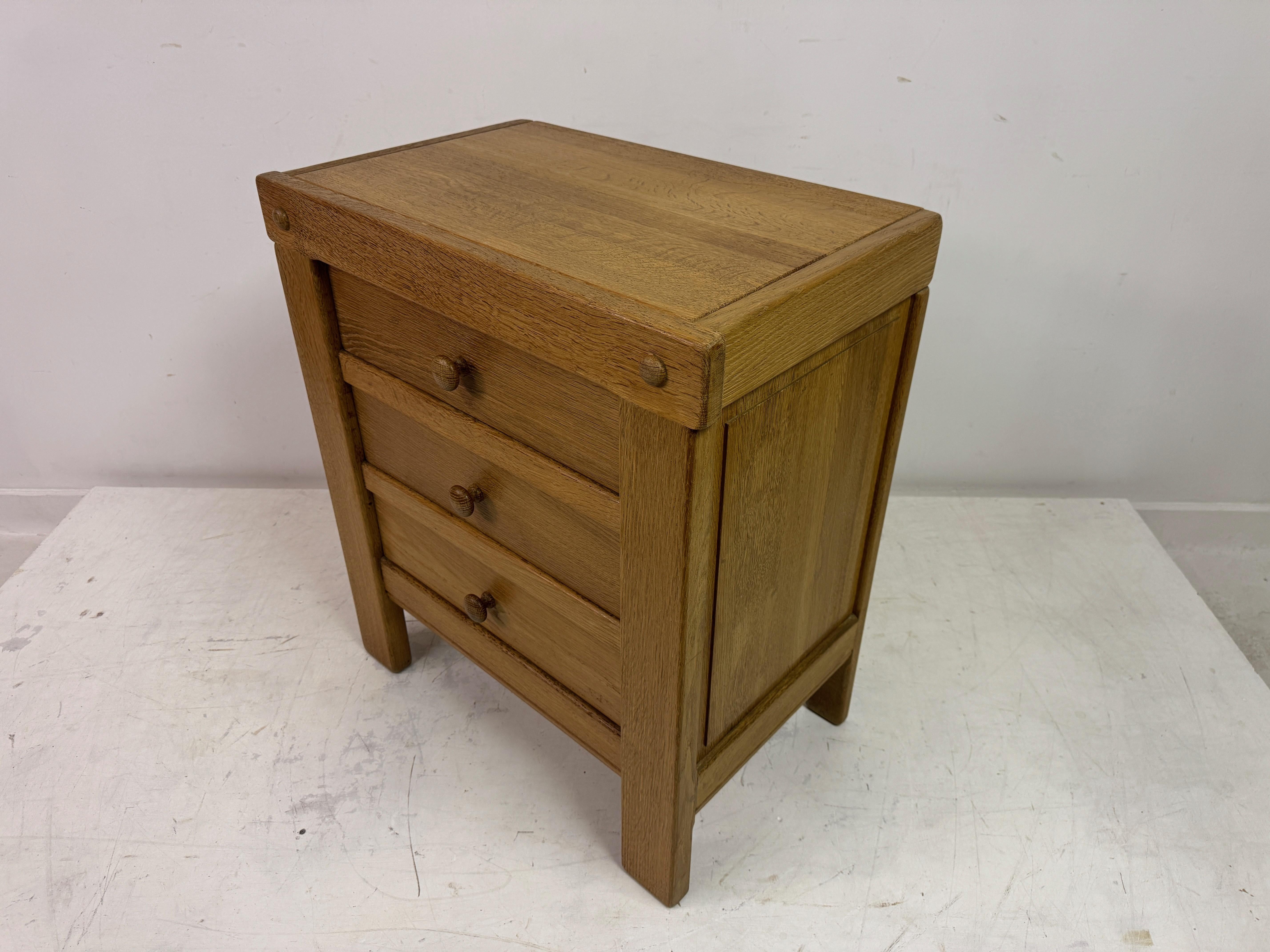 Brutalist Three Drawer Oak Chest of Drawers For Sale 4